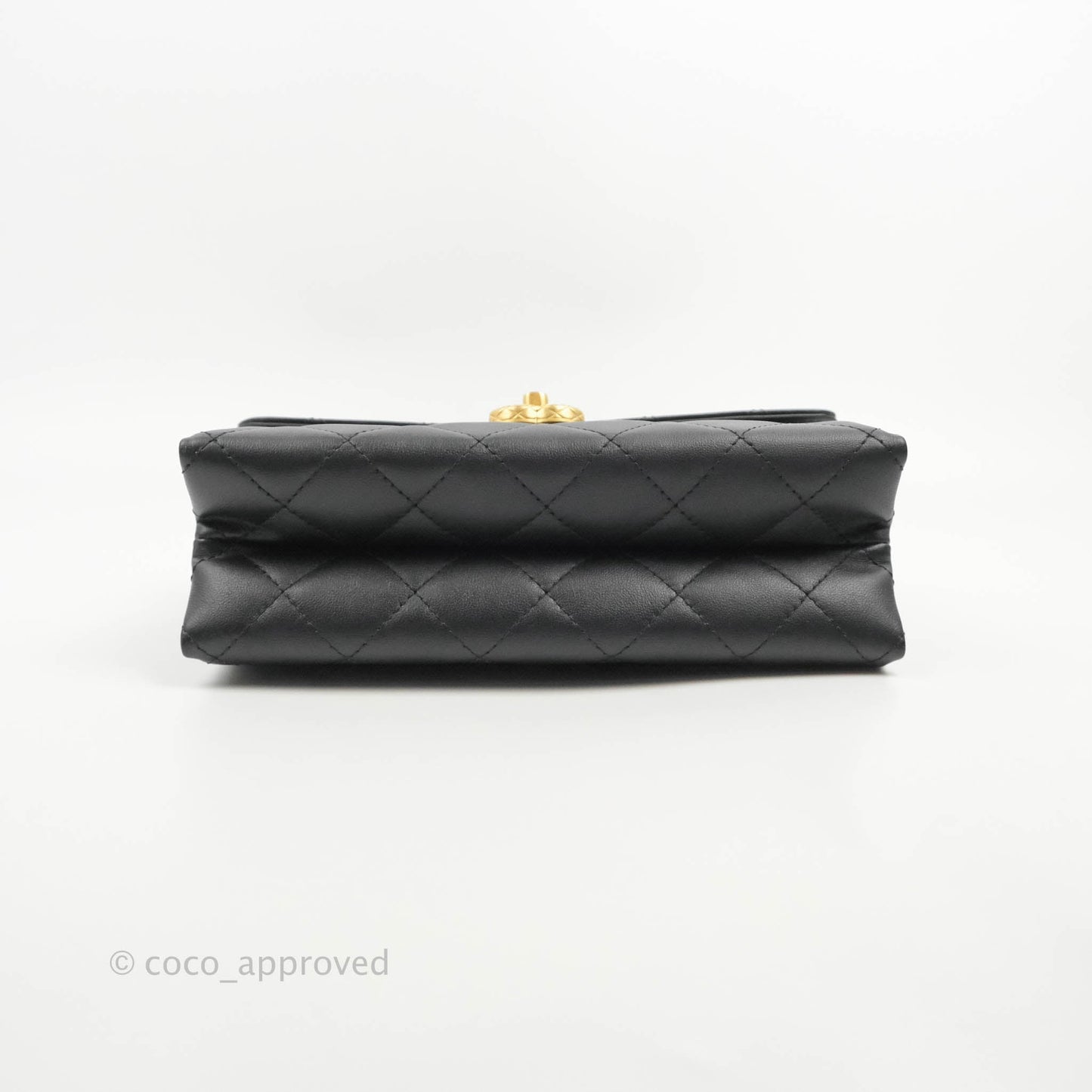 Chanel Small Chain Bar Flap Bag Black Calfskin Aged Gold Hardware