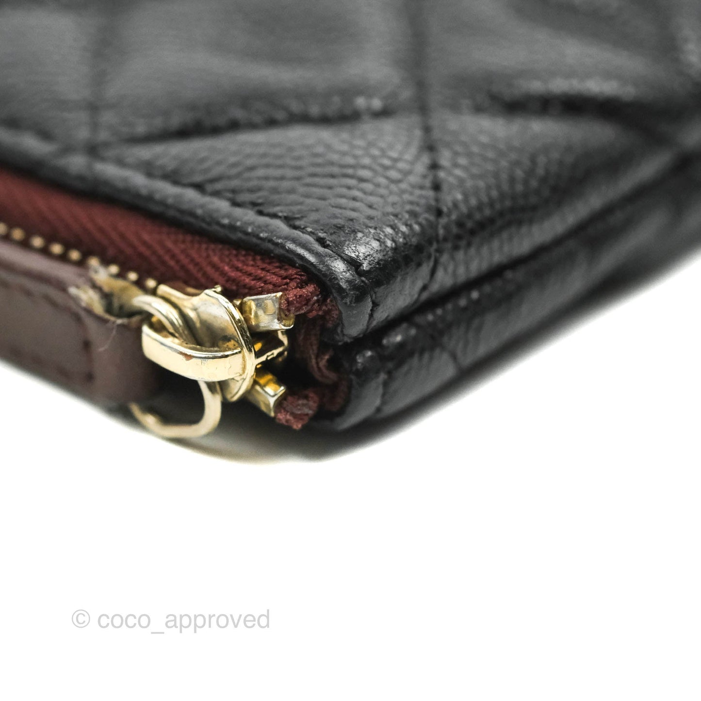 Chanel Medium Quilted O Case Black Caviar Gold Hardware