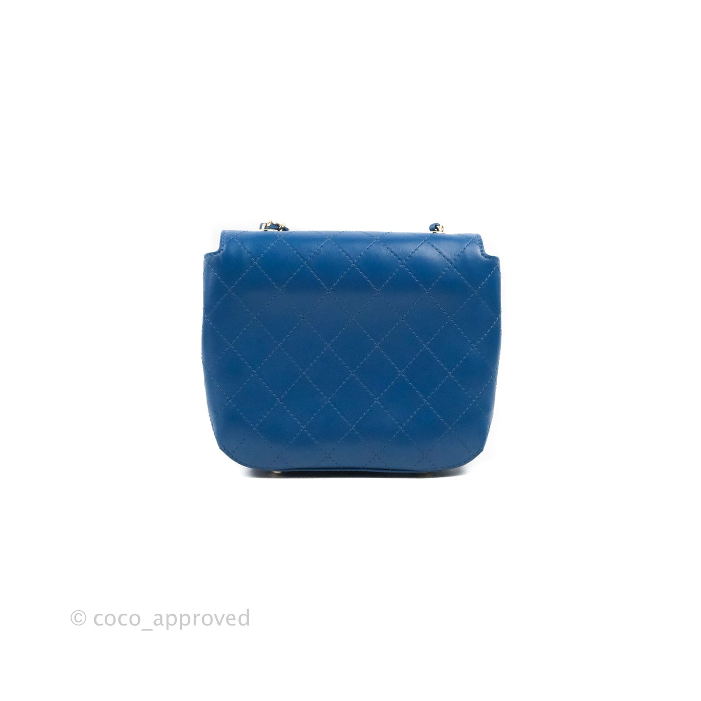 Chanel Blue Quilted Leather Small Frame In Flap Bag