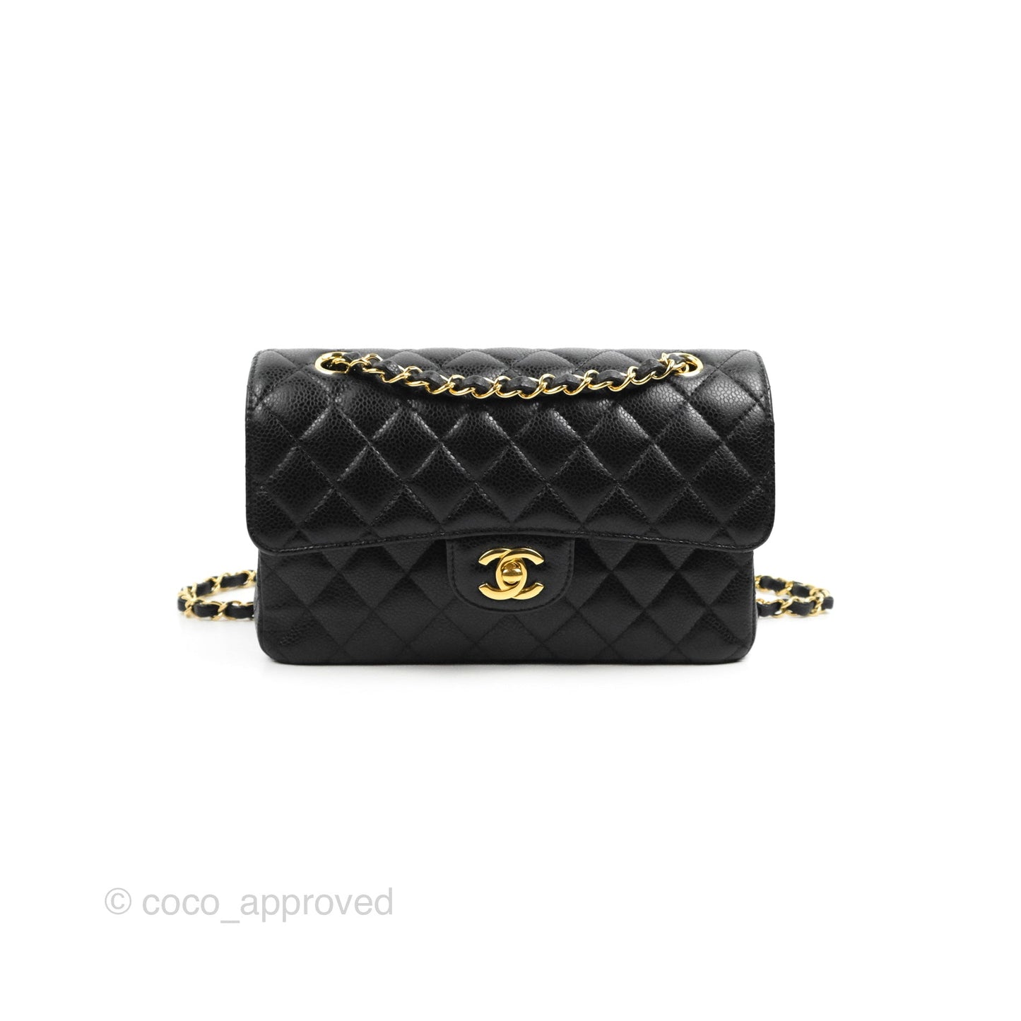 Chanel S/M Small Classic Quilted Flap Black Caviar Gold Hardware