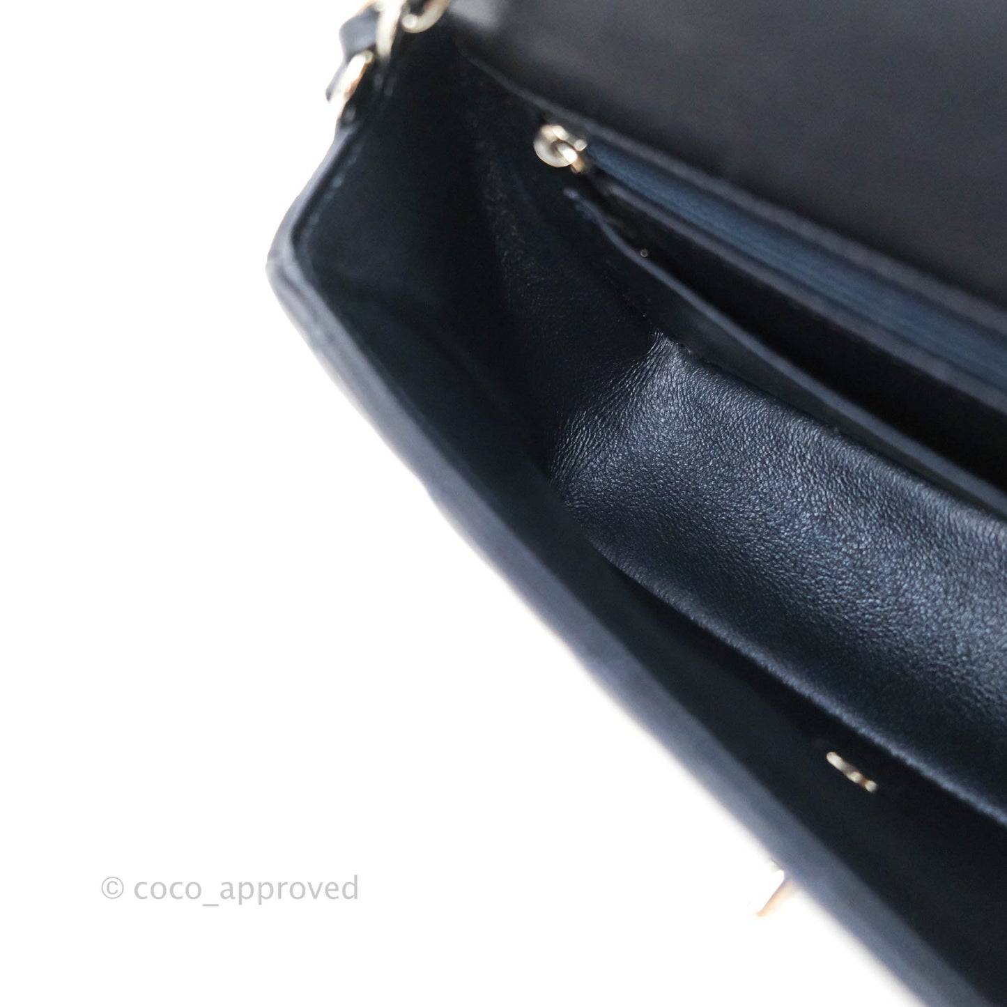 Chanel Quilted Mini Rectangular Lambskin Dark Navy Silver Hardware