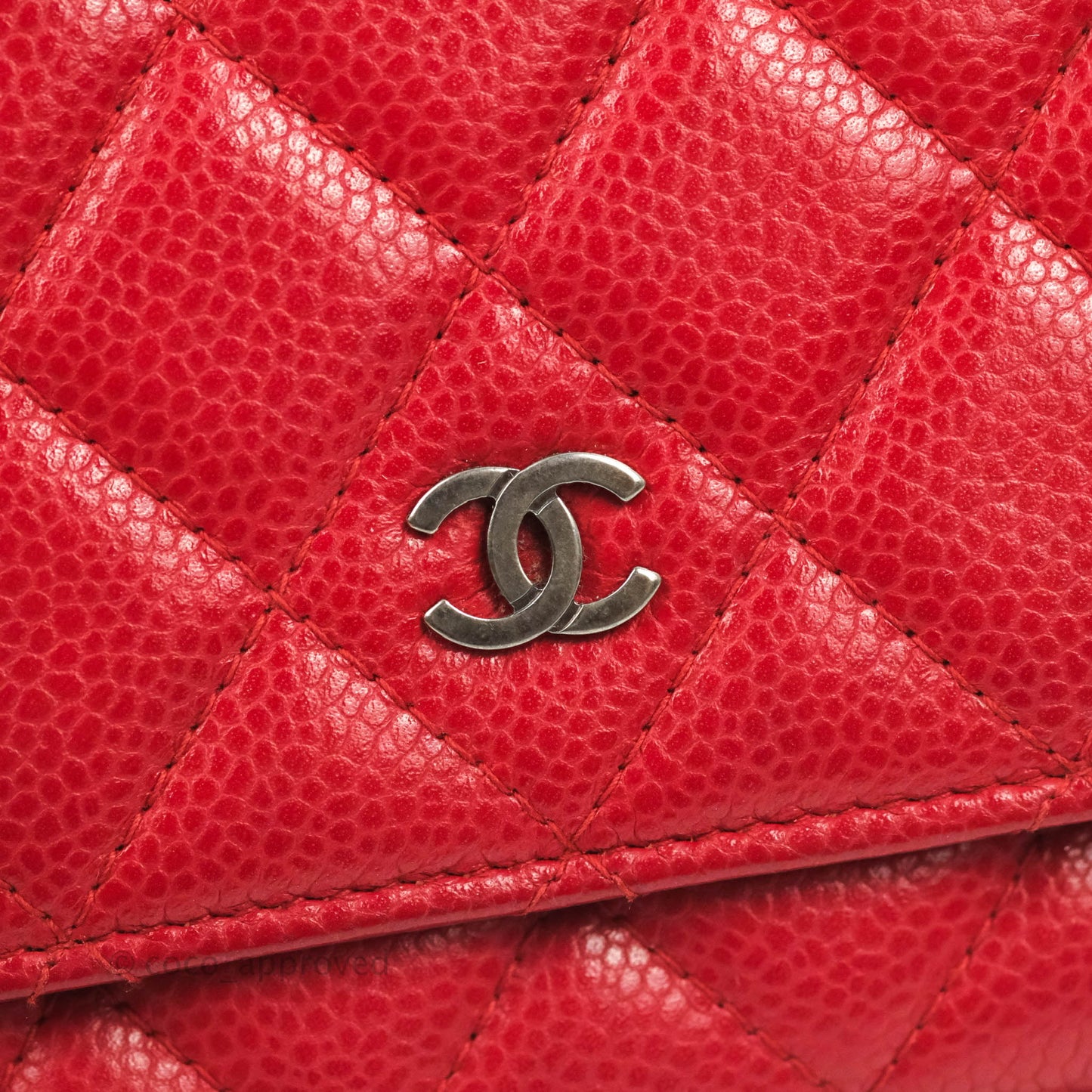 Chanel Quilted Classic Wallet on Chain WOC Red Caviar Ruthenium Hardware