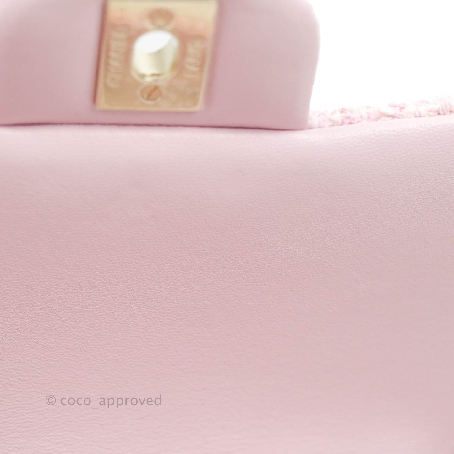 Chanel Classic Mini Rectangular Flap Pink Tweed Gold Hardware