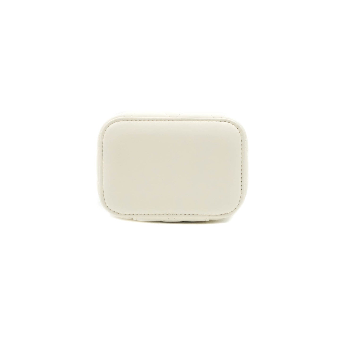 Chanel Mini Pearl Crush Vanity With Chain White Lambskin Aged Gold Hardware