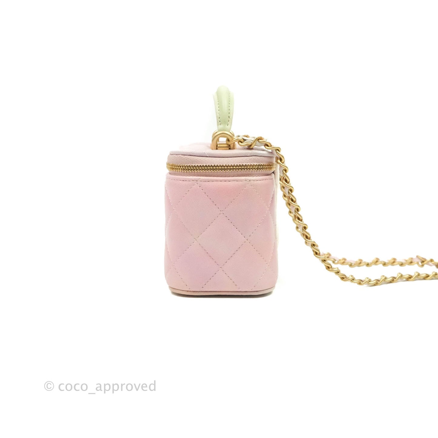 Chanel Mini Top Handle Vanity With Chain Rainbow Lambskin Aged Gold Hardware
