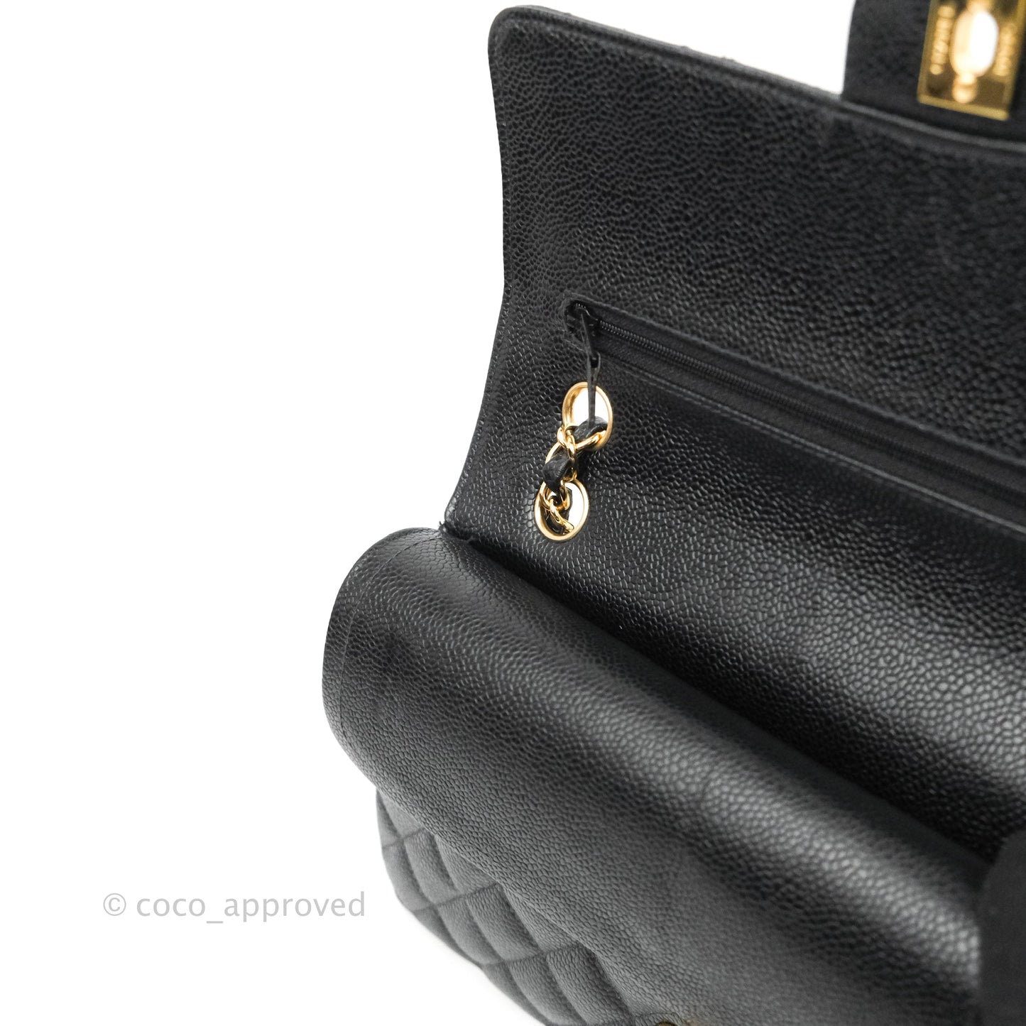 Chanel Classic M/L Medium Flap Quilted Black Caviar 24K Gold Hardware