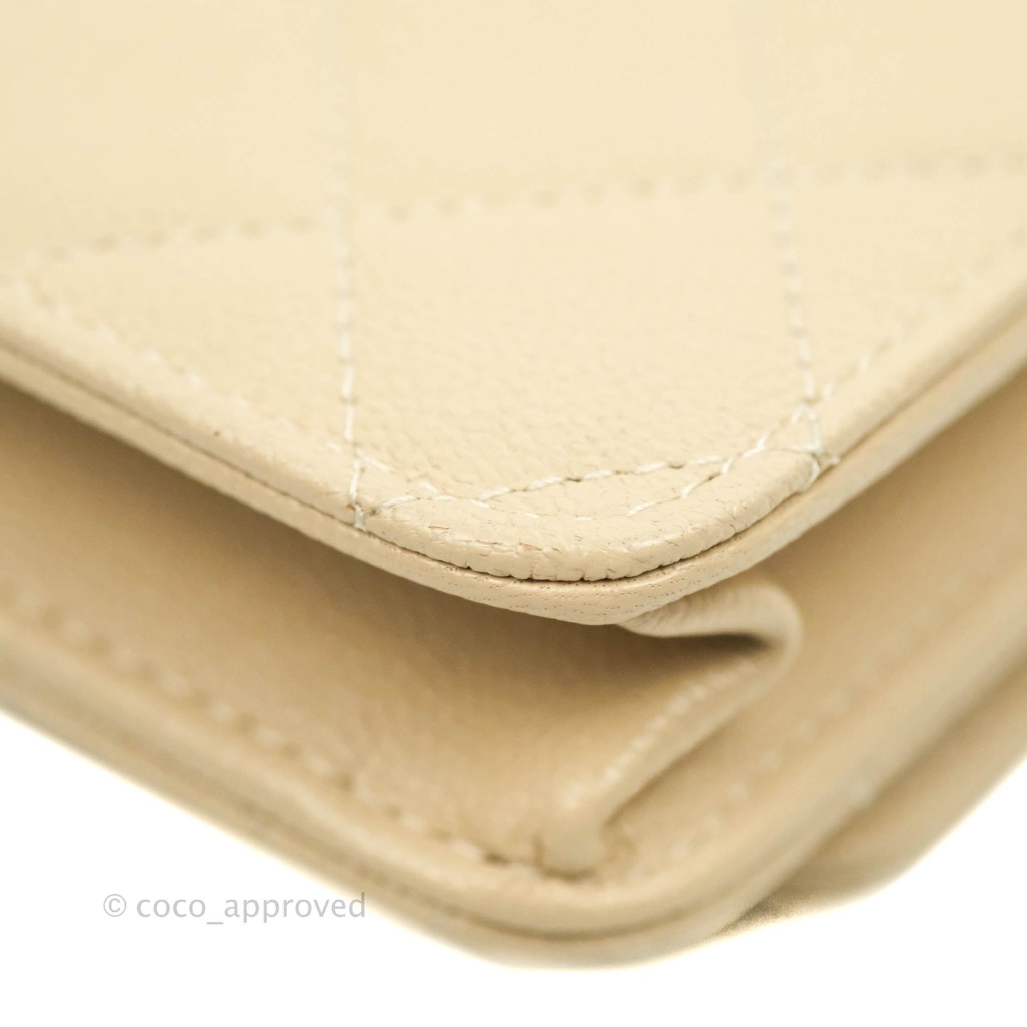 Chanel Quilted Golden Class Wallet on Chain WOC Light Beige Caviar Gold Hardware