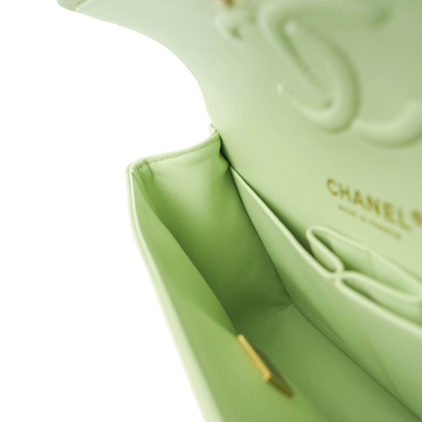 Chanel Small Classic Quilted Flap Mint Green Caviar Gold Hardware 22C