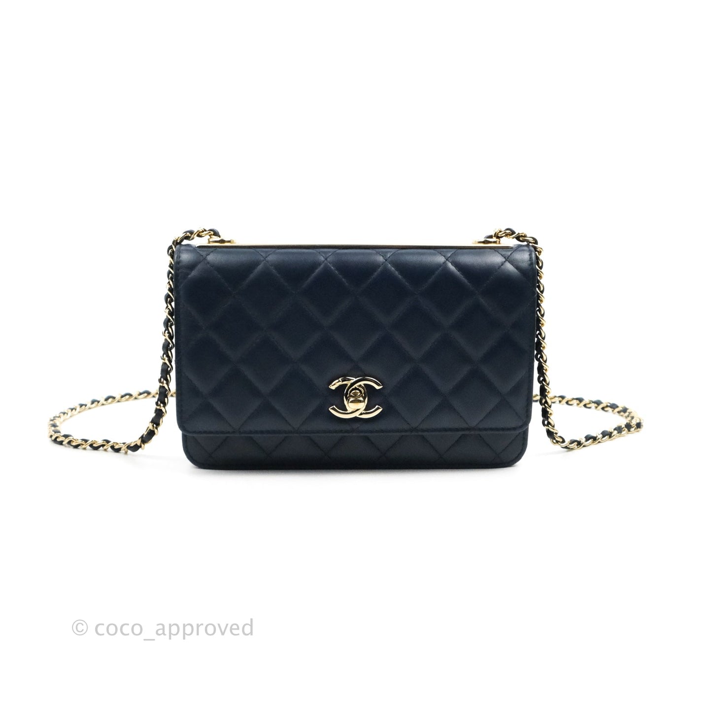 Chanel Trendy CC WOC Wallet On Chain Navy Lambskin Gold Hardware