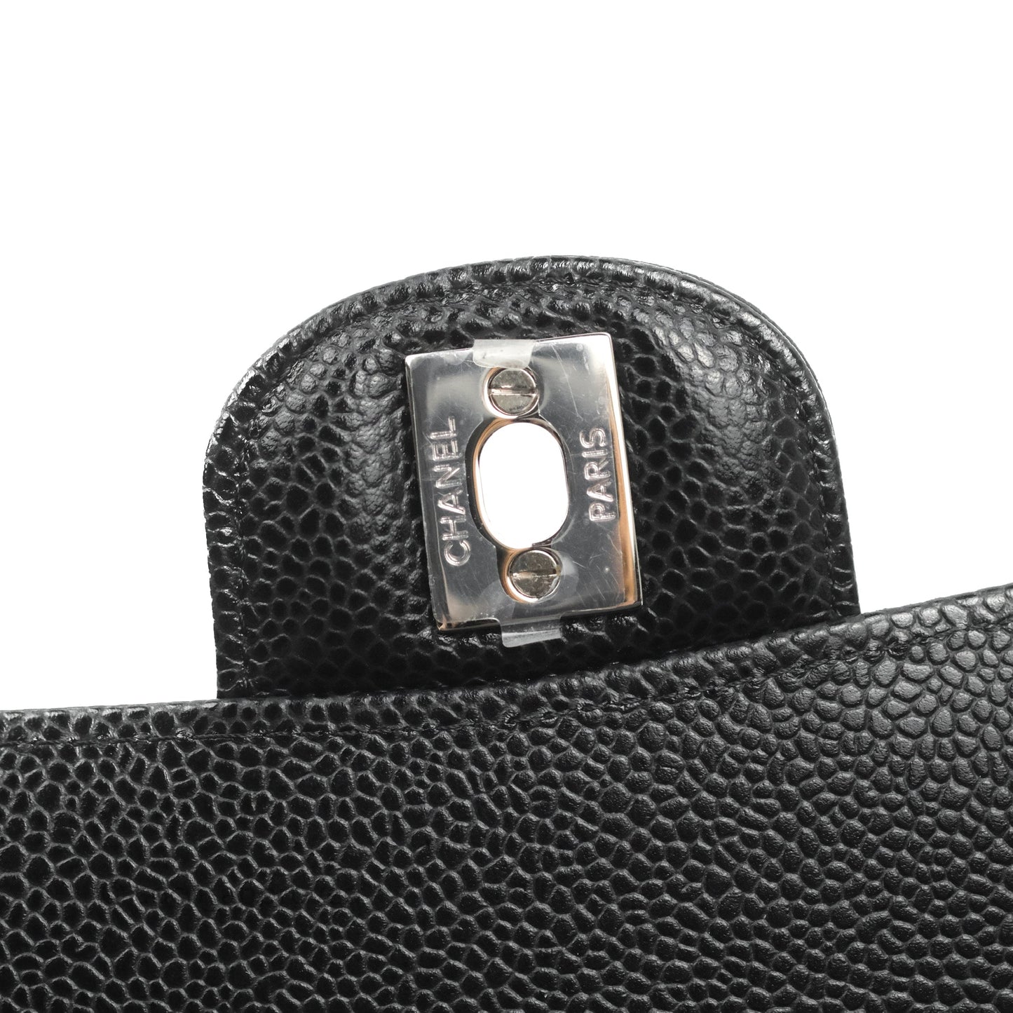Chanel Classic M/L Medium Flap Quilted Black Caviar Silver Hardware