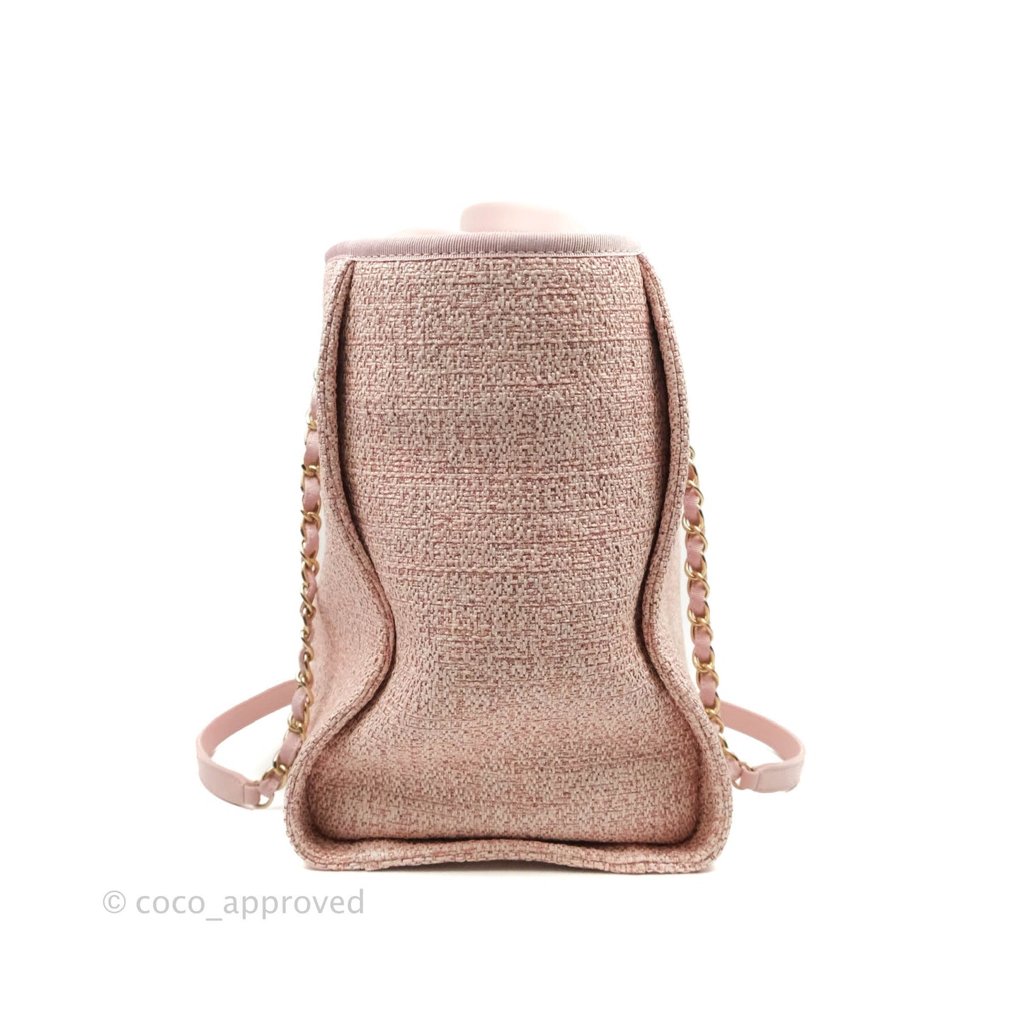 Chanel Large Deauville Pink Tweed Glittering Gold Hardware