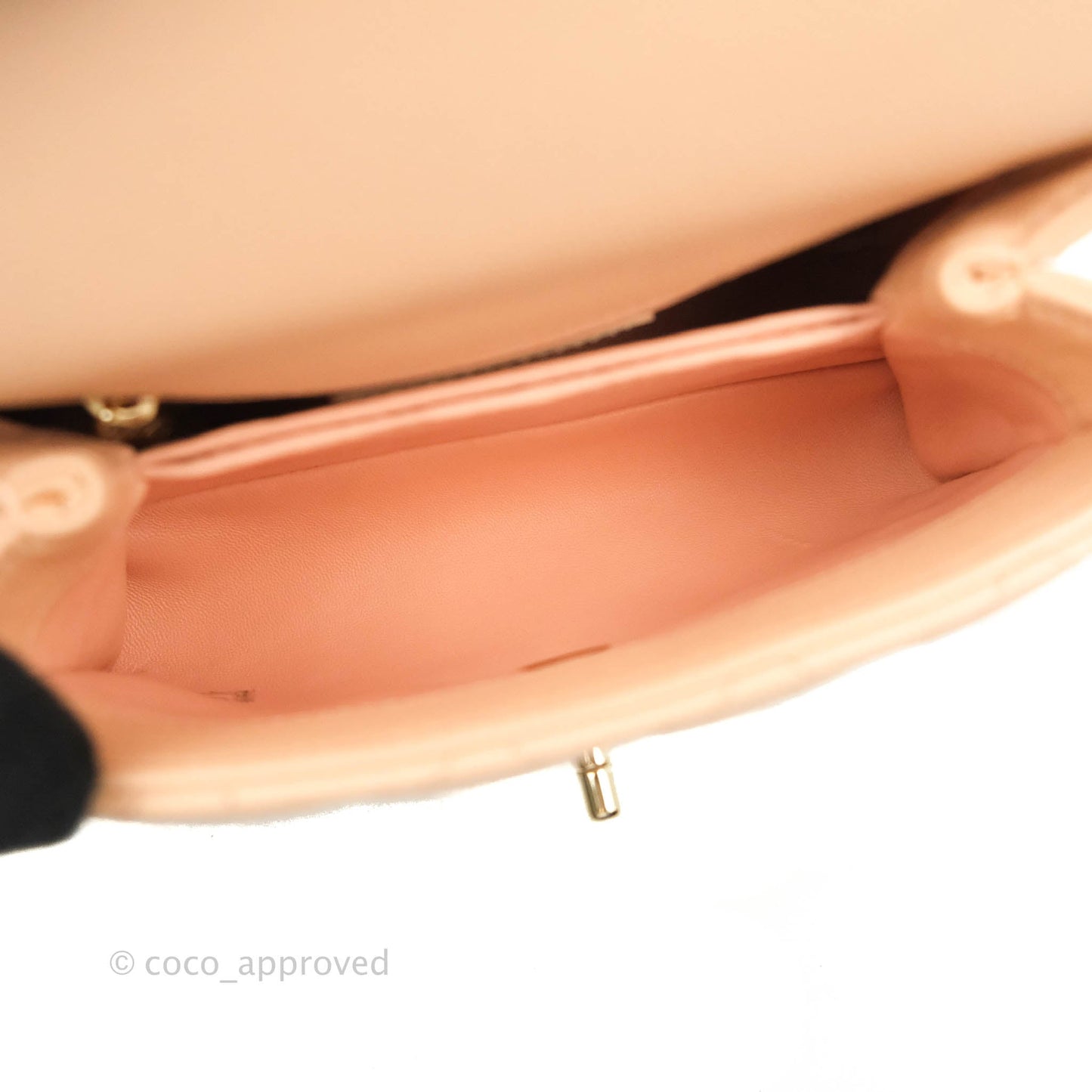 Chanel Mini Coco Handle Quilted Light Beige Pink Caviar Gold Hardware