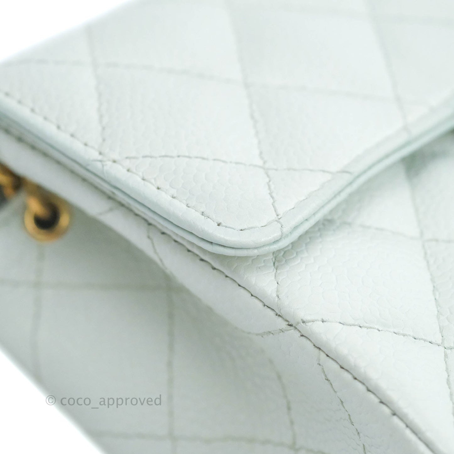 Chanel Quilted Vintage Mini Square Flap Light Blue Caviar 24K Gold Hardware