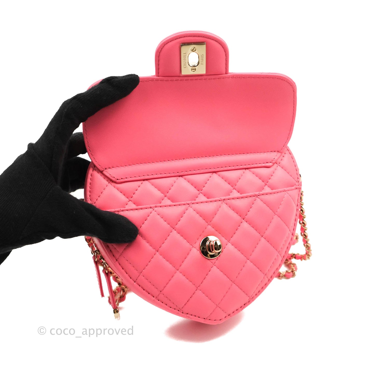 Chanel Large Heart Bag Pink Lambskin Gold Hardware 22S