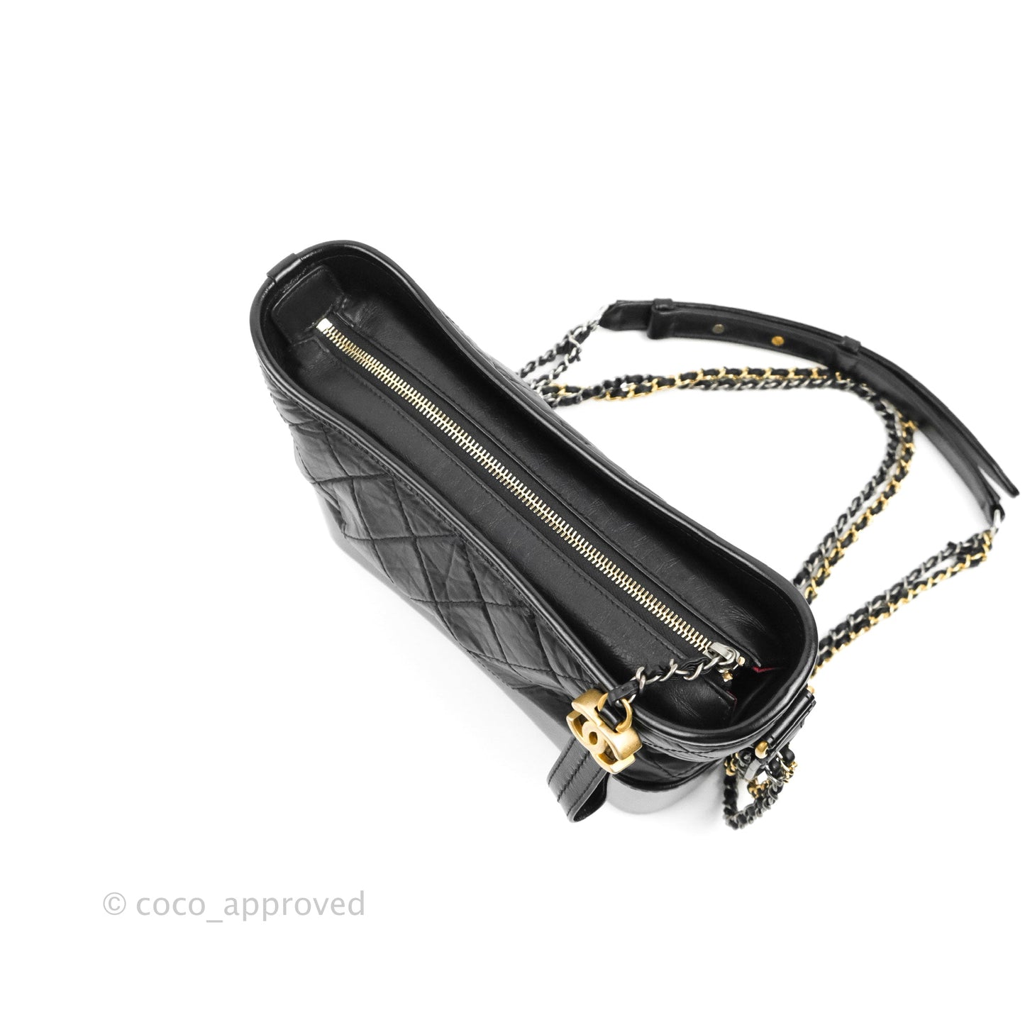Chanel Medium Gabrielle Hobo with Logo Handle Black Aged Calfskin