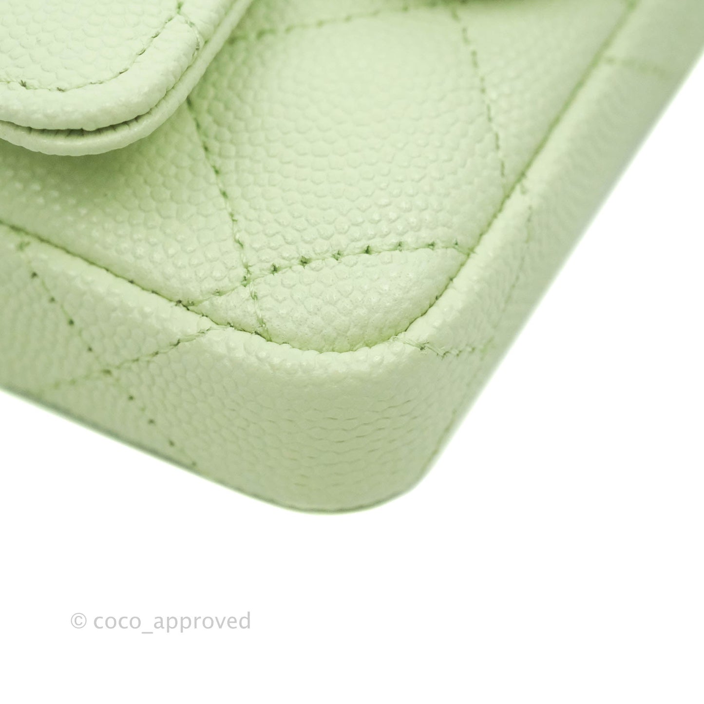 Chanel Mini Card Holder Chain Belt Bag Light Green Caviar Gold Hardware 21B
