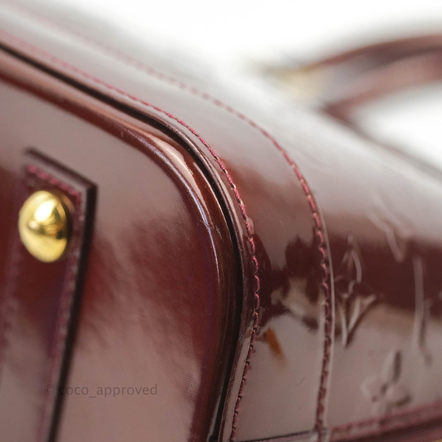 Louis Vuitton Alma PM Burgundy Patent Gold Hardware