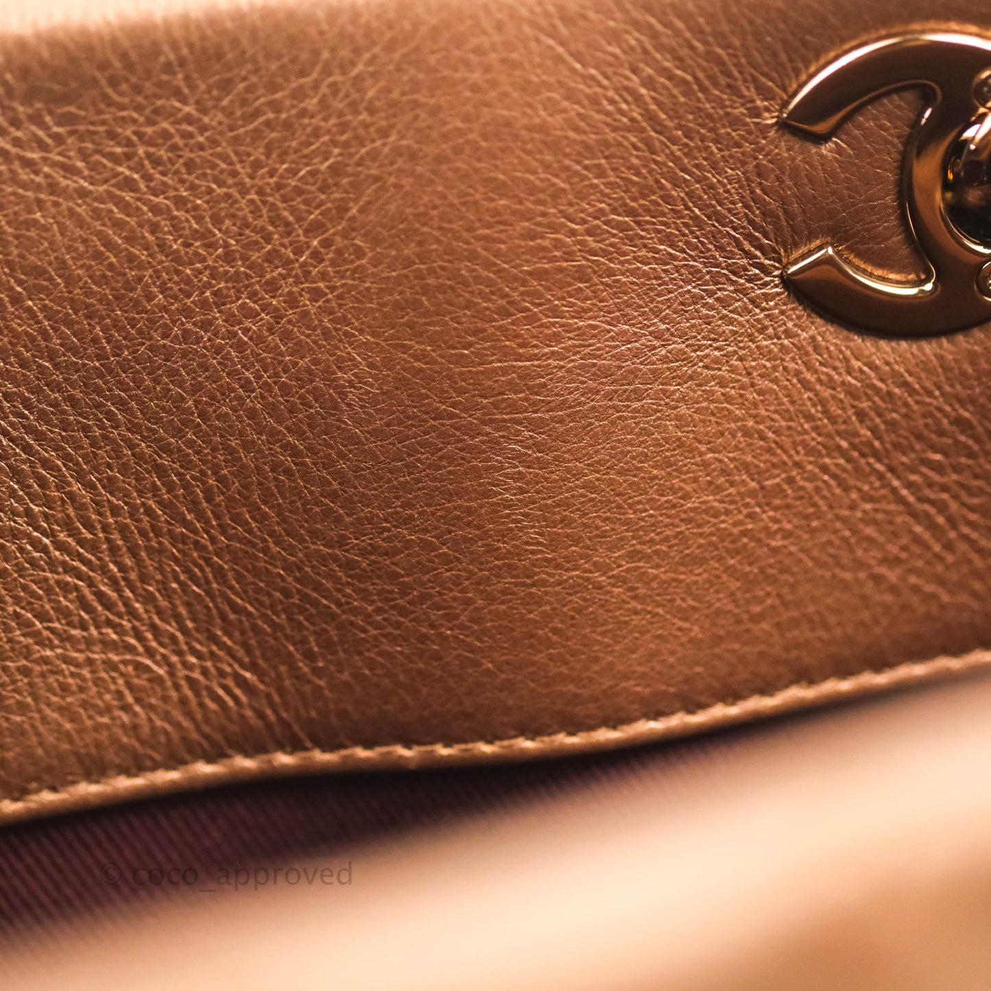 Chanel Iridescent Goatskin Quilted Small CC Eyelet Tote Copper Rose Gold