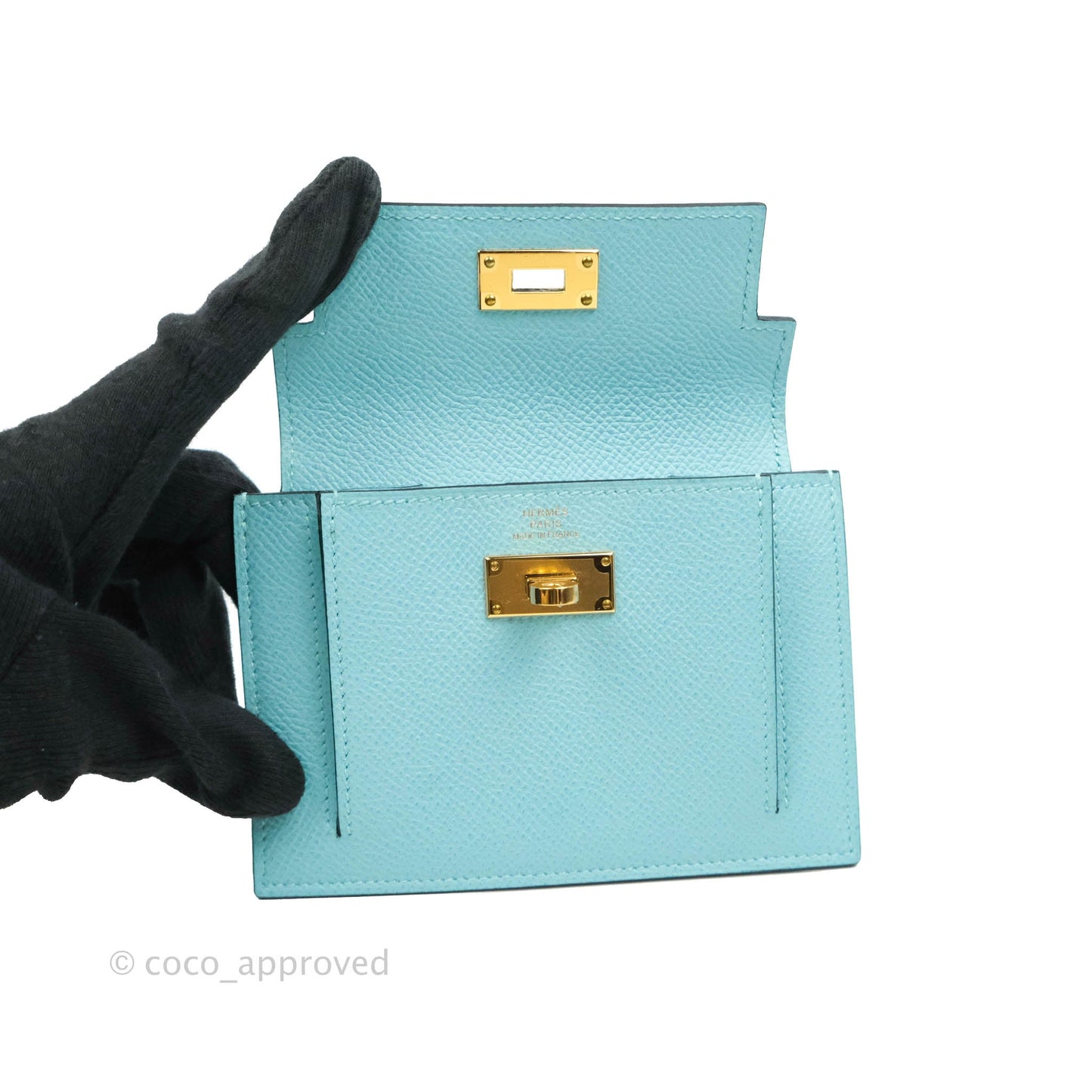 Hermès Kelly Pocket Compact Wallet Epsom Bleu De Nord Gold Hardware