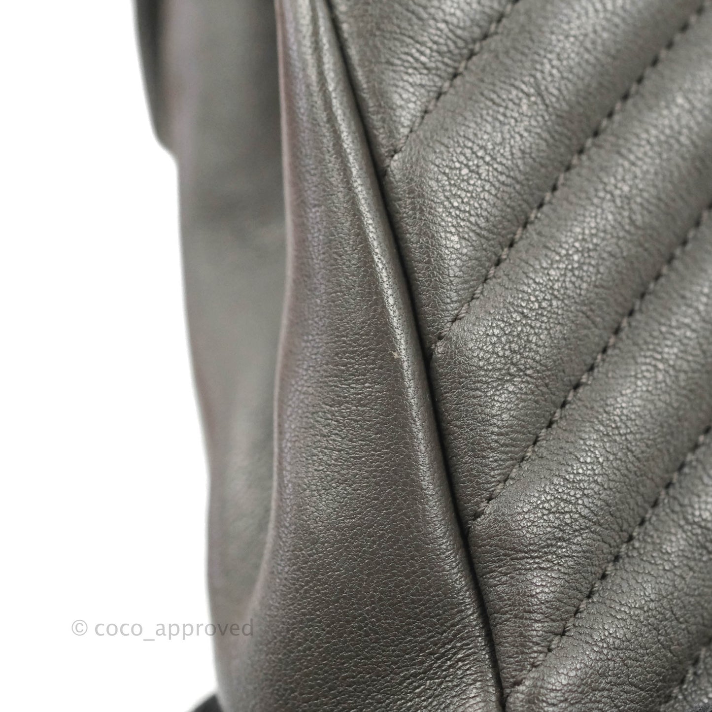 Saint Laurent Chevron Medium College Grey Chain Bag Ruthenium Hardware