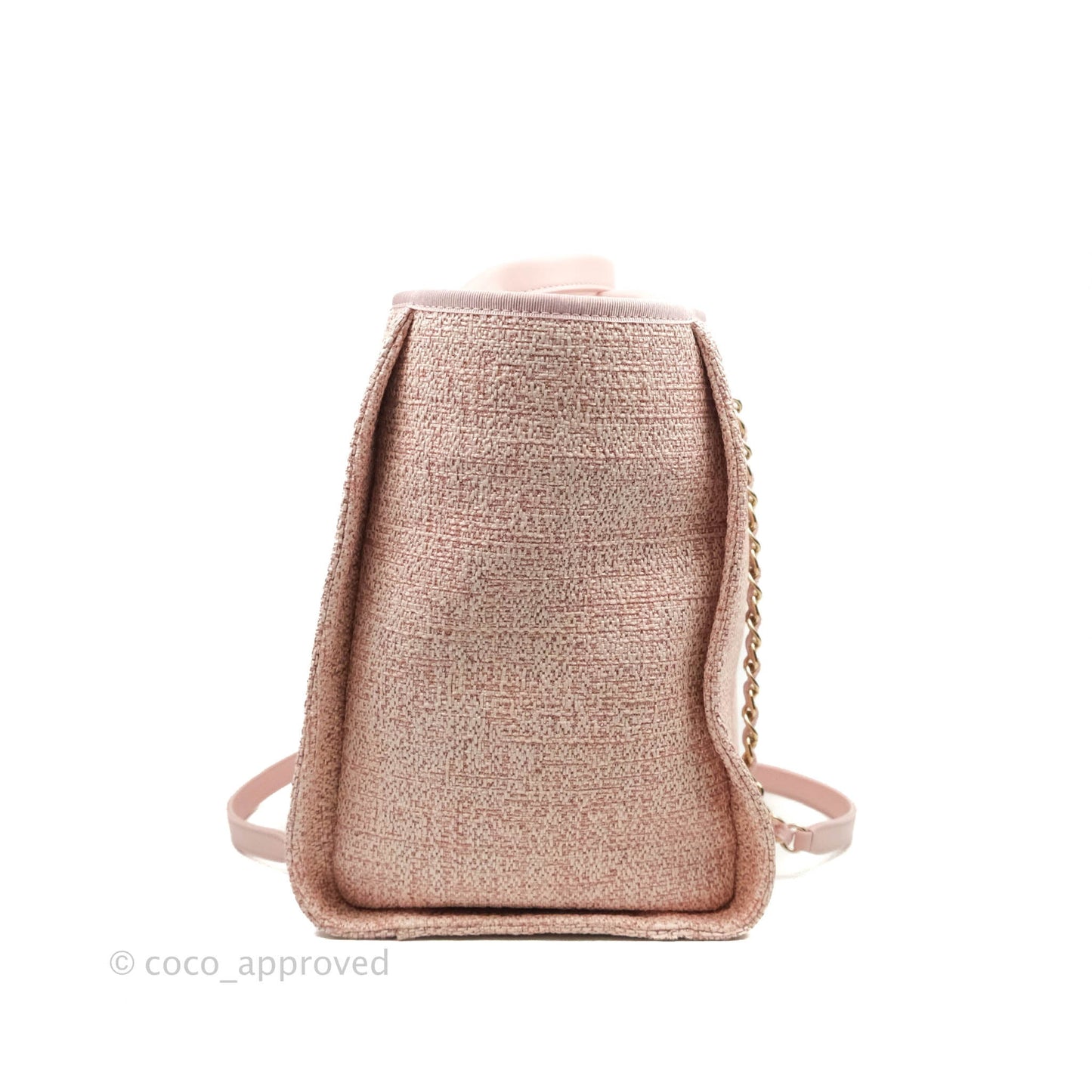 Chanel Large Deauville Pink Tweed Glittering Gold Hardware