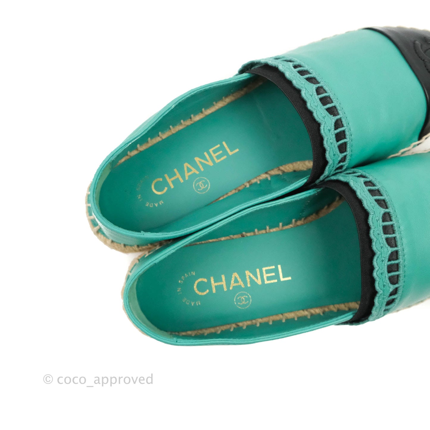 Chanel CC Espadrilles Green Black Lambskin 19S Size 36