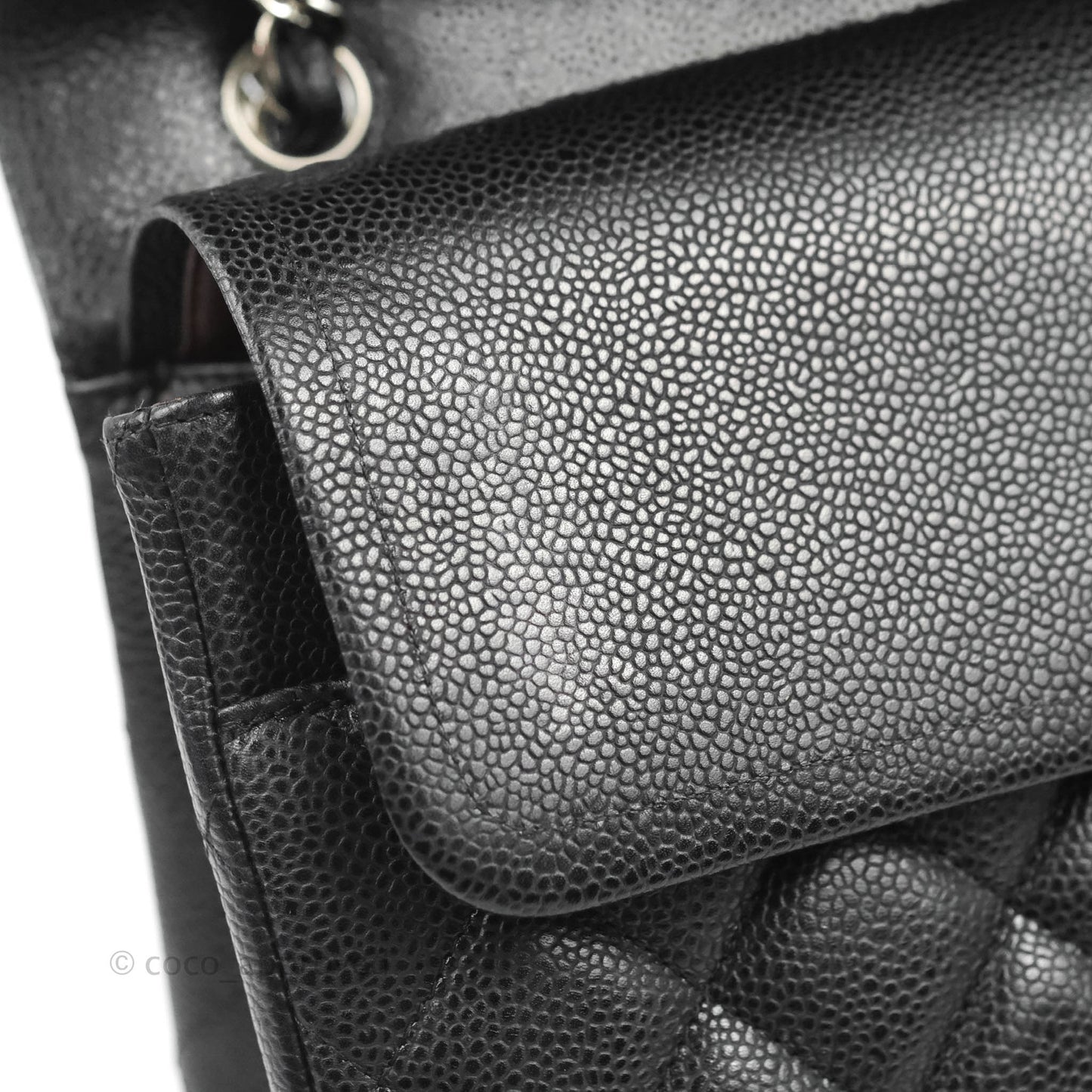 Chanel Quilted Maxi Double Flap Black Caviar Silver Hardware