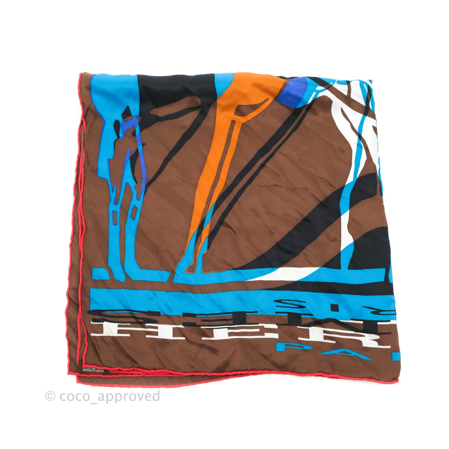 Hermès Calèche Élastique Silk Scarf Brown