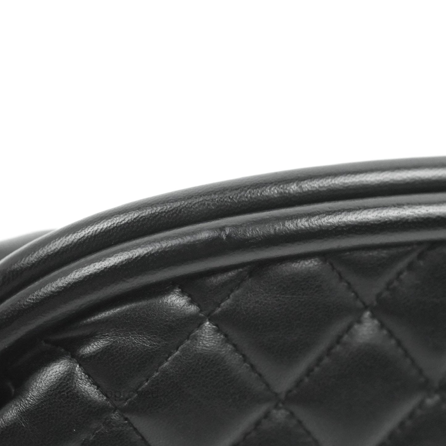 Chanel Quilted Timeless Kisslock Clutch Black Lambskin Silver Hardware