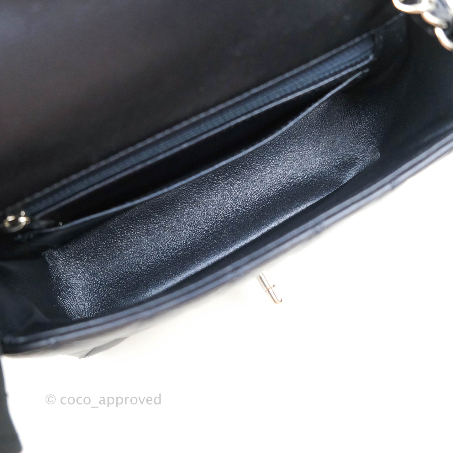 Chanel Quilted Mini Rectangular Lambskin Dark Navy Silver Hardware