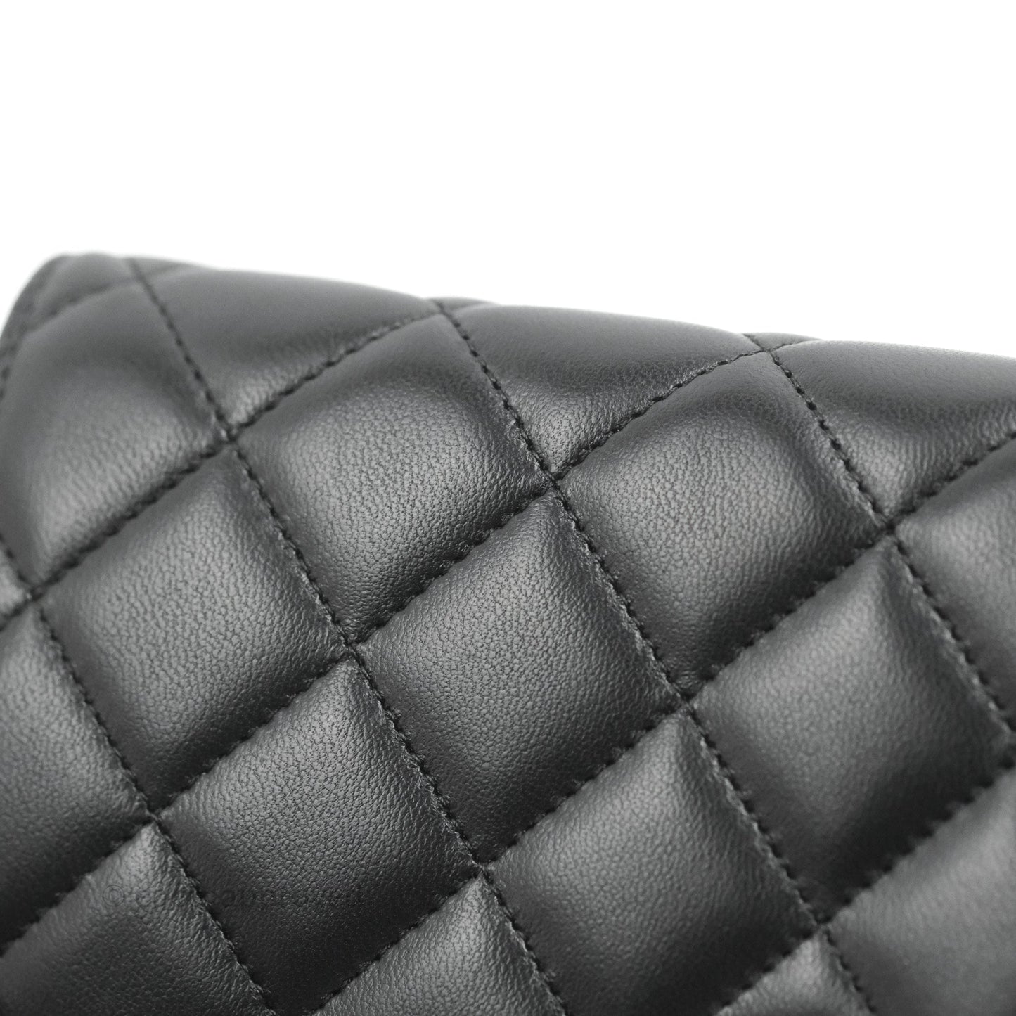 Chanel Quilted Wallet on Chain WOC Black Lambskin Silver Hardware