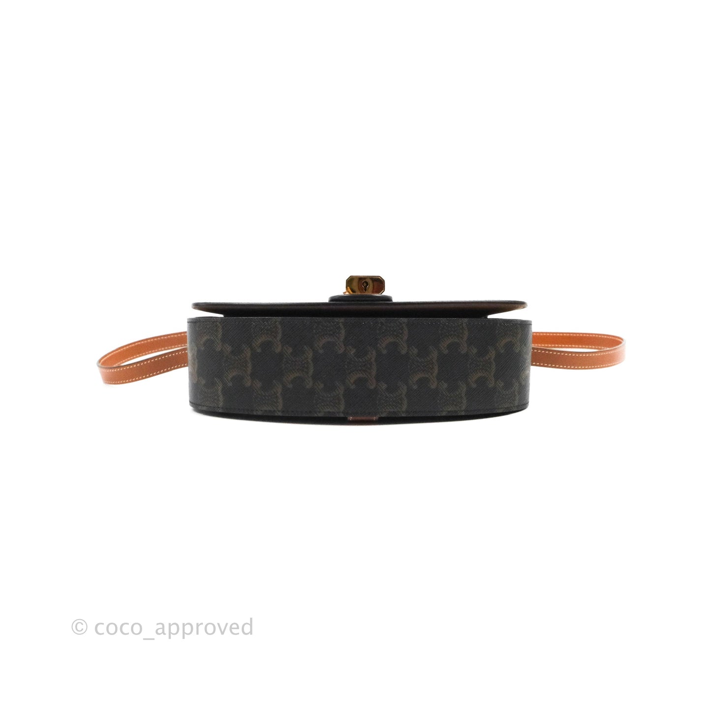 Celine Clutch on Strap Tabou Triomphe Canvas Tan Calfskin