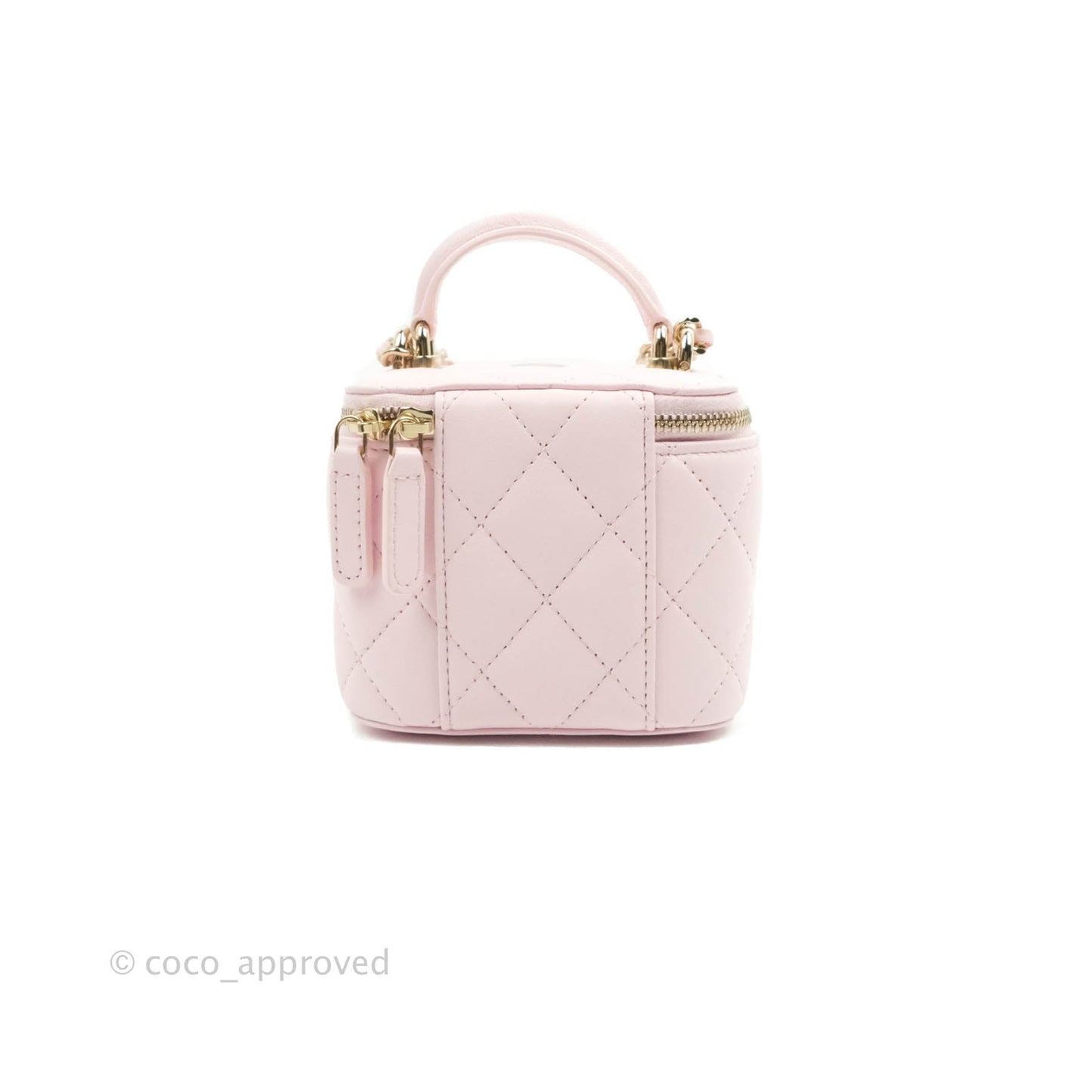 Chanel Mini Top Handle Vanity With Chain Light Pink Lambskin Gold Hardware