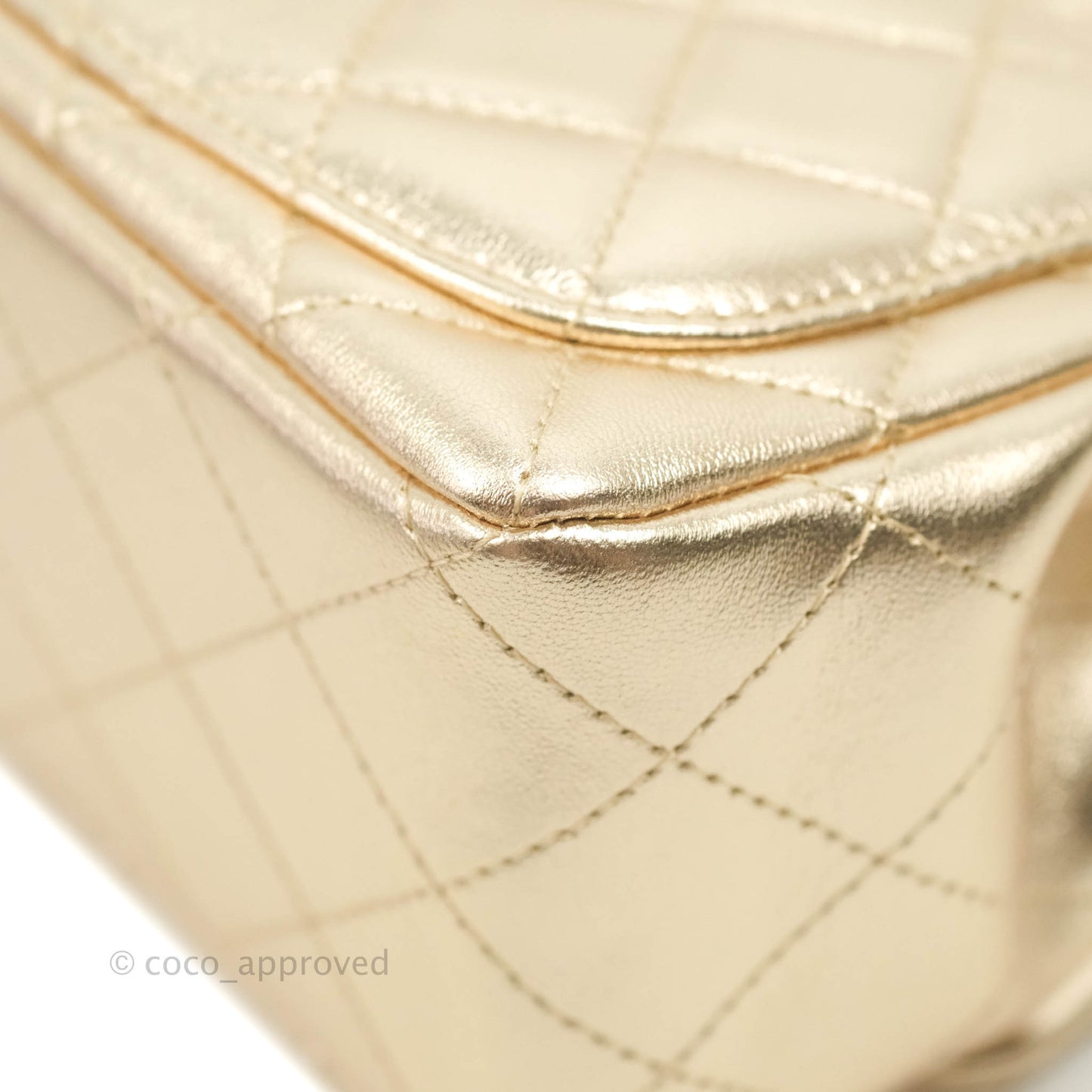 Chanel Mini Square Quilted Gold Calfskin Black Hardware