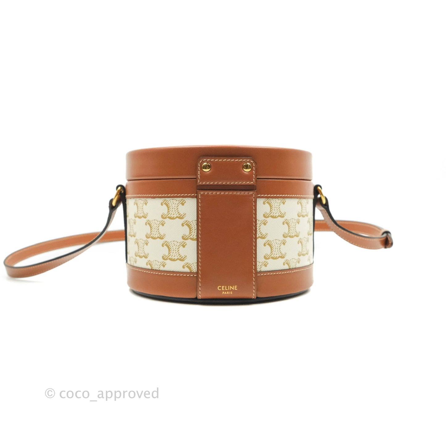 Celine Medium Tambour Bag White Triomphe Canvas