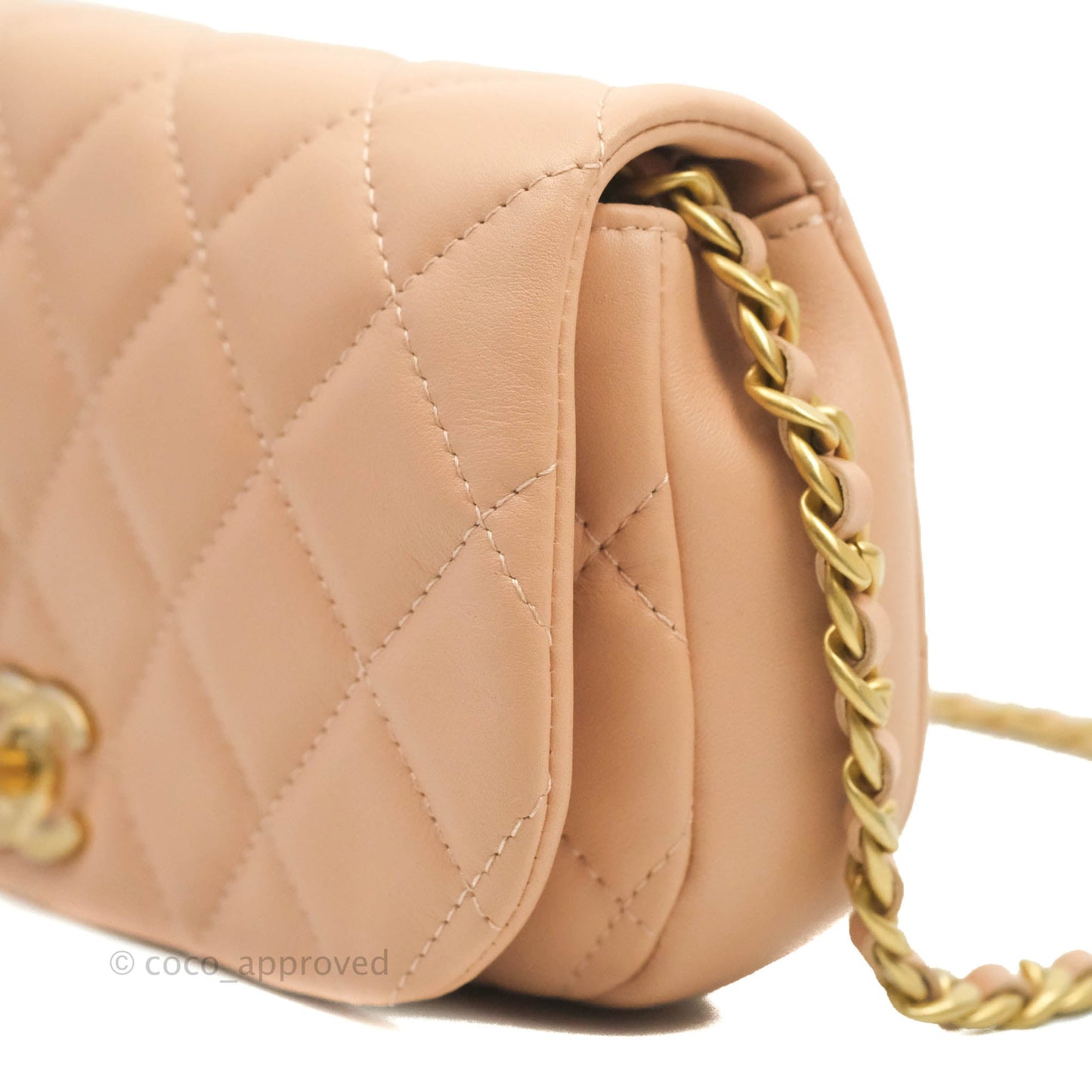 Chanel Clutch with Chain Beige Pink Calfskin Aged Gold Hardware