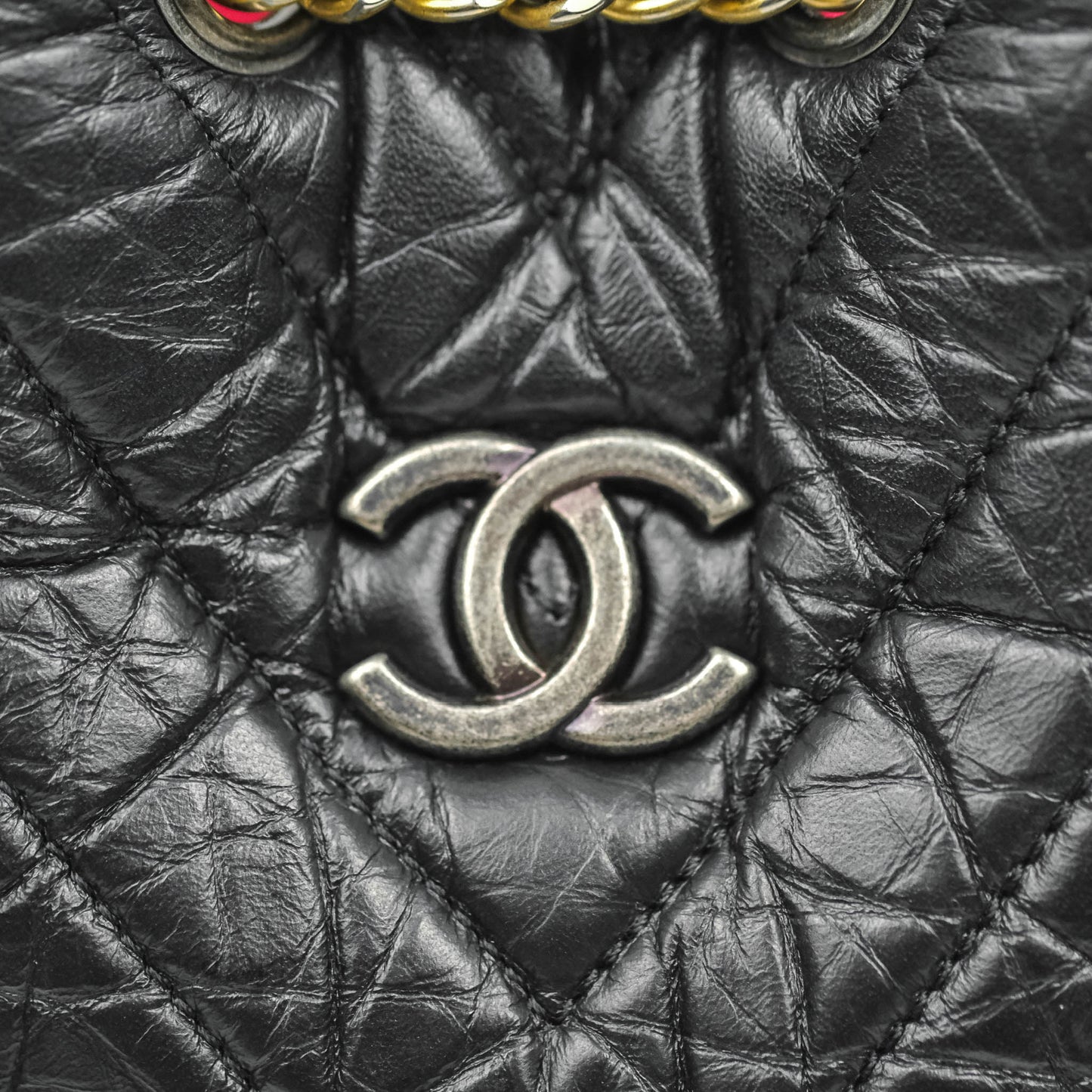 Chanel Chevron Small Gabrielle Backpack Black Aged Calfskin