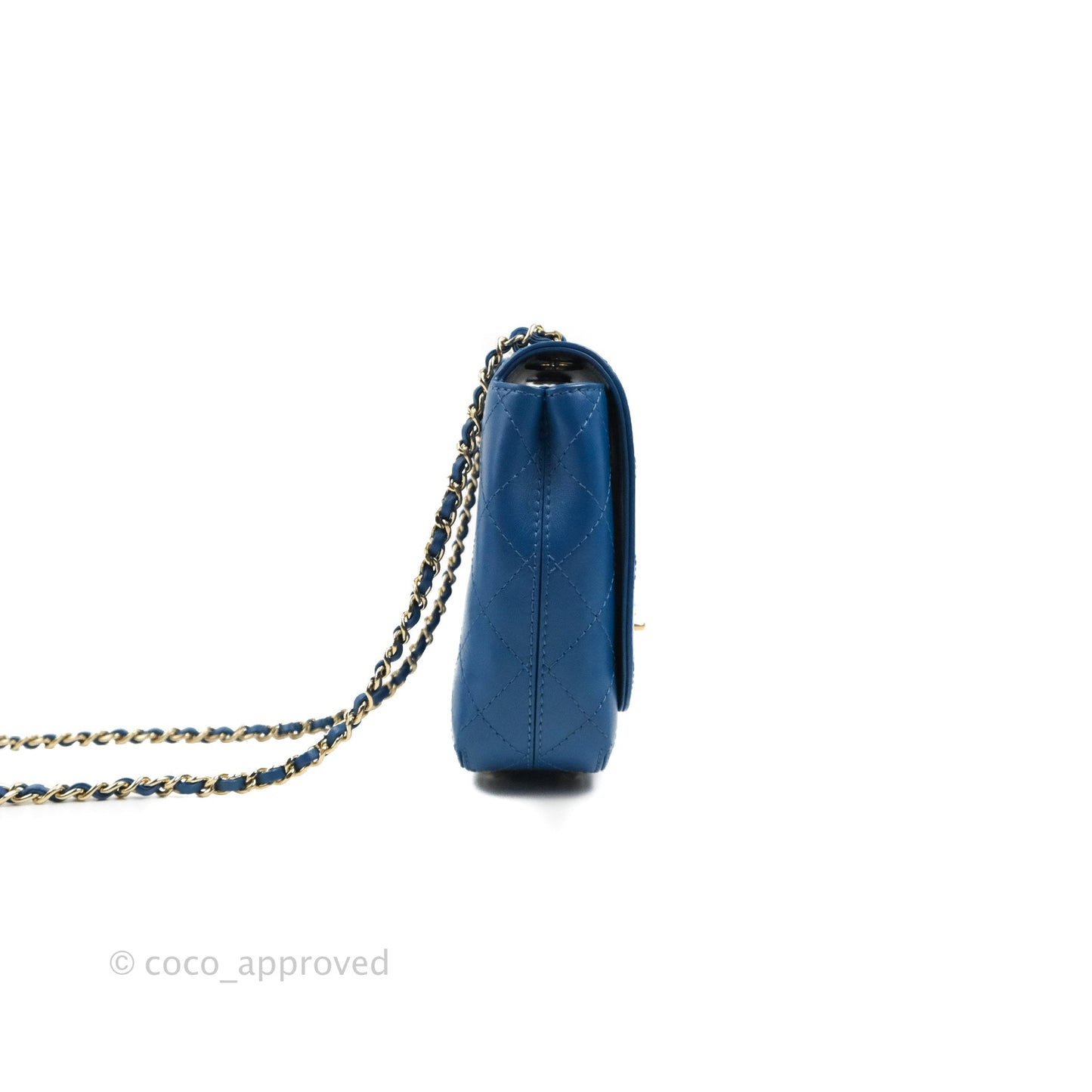 Chanel Blue Quilted Leather Small Frame In Flap Bag