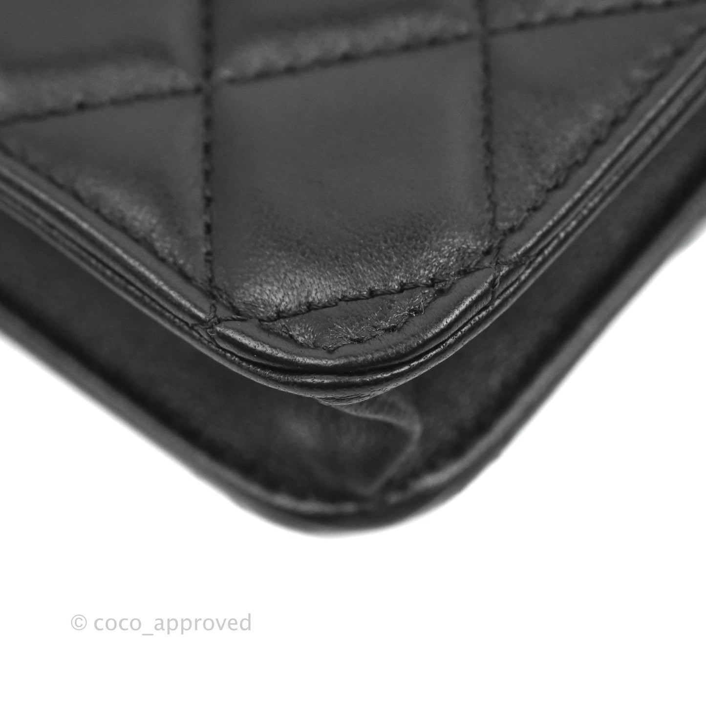 Chanel Mini Handle Flap Coin Purse With Chain Black Lambskin Gold Hardware