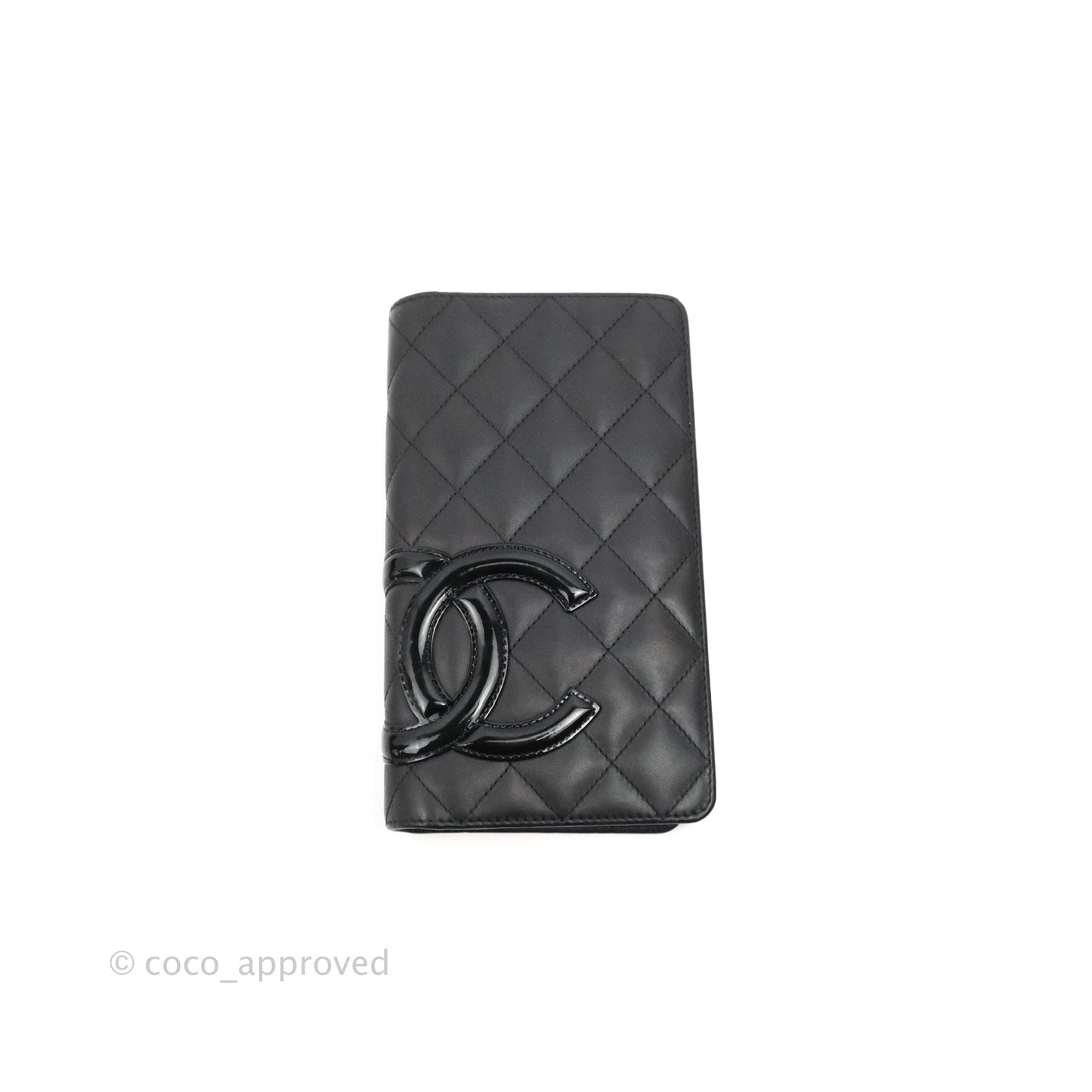 Chanel Quilted Cambon Yen Wallet Black Calfskin Silver Hardware