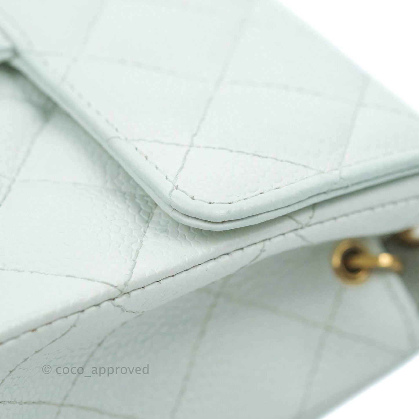 Chanel Quilted Vintage Mini Square Flap Light Blue Caviar 24K Gold Hardware