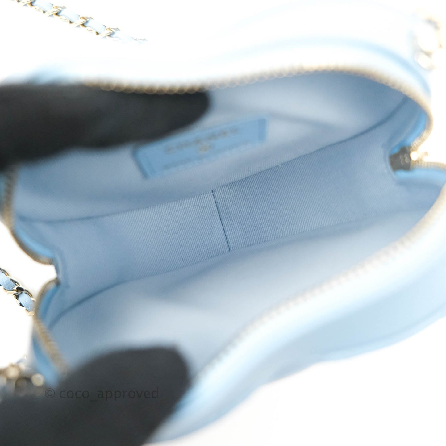 Chanel Small Heart Bag Blue Lambskin Gold Hardware 22S