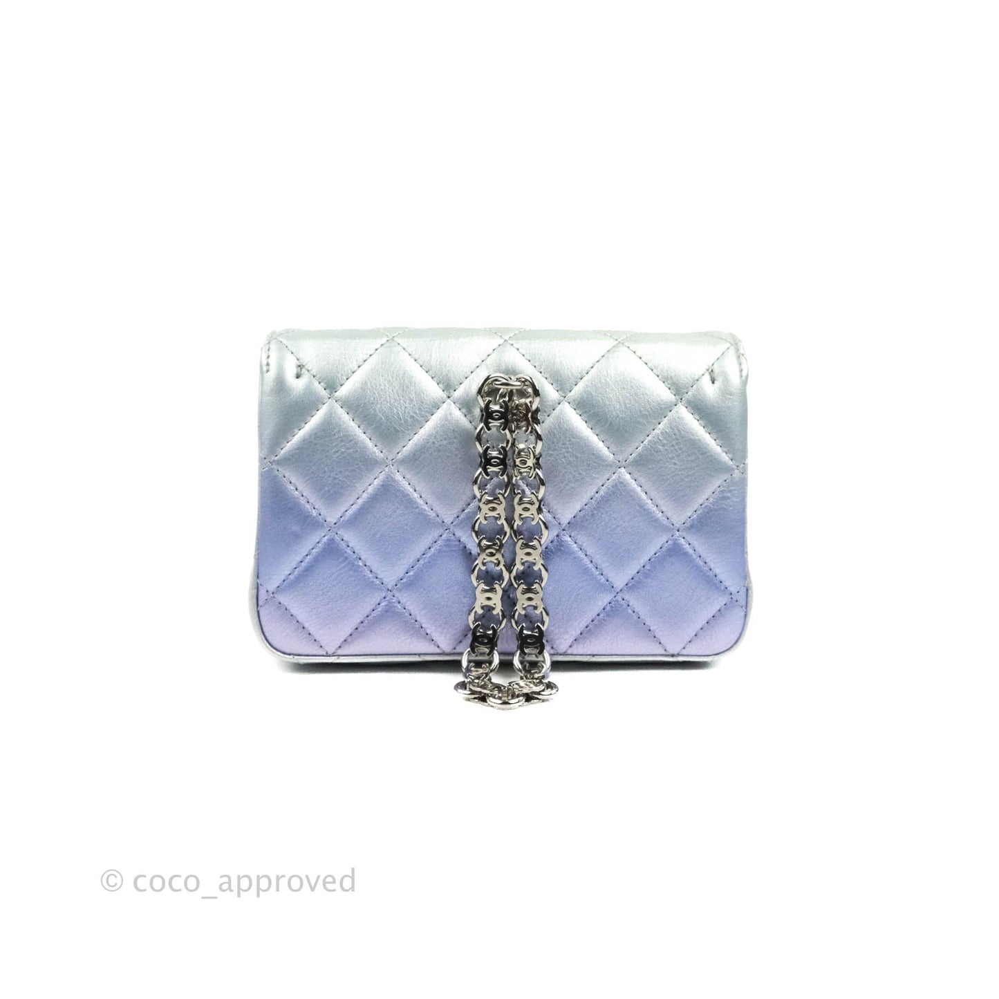 Chanel Wristlet Clutch Iridescent Rainbow Calfskin Leather 21K