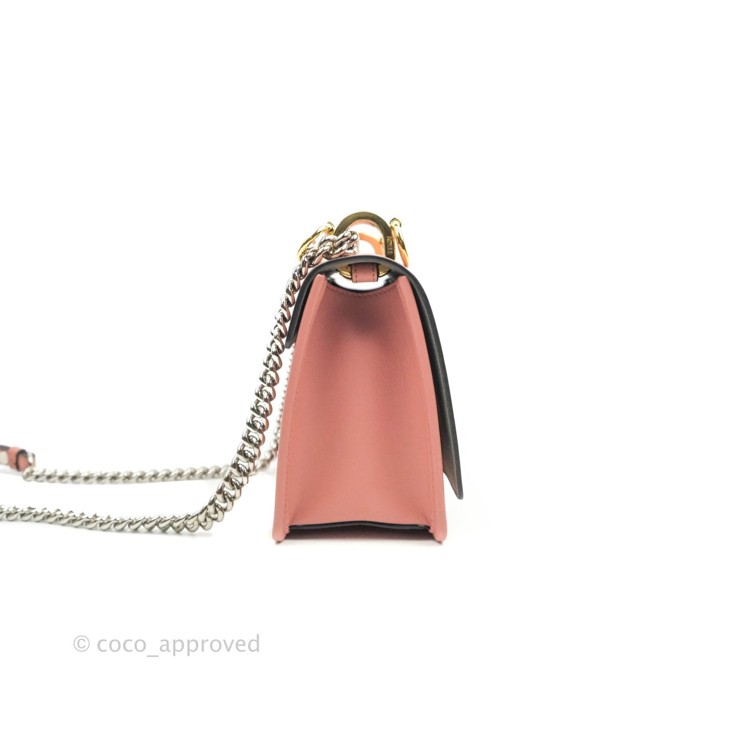 Fendi Small Kan I Shoulder Bag Rosy Pink Calfskin Gold & Silver Hardware