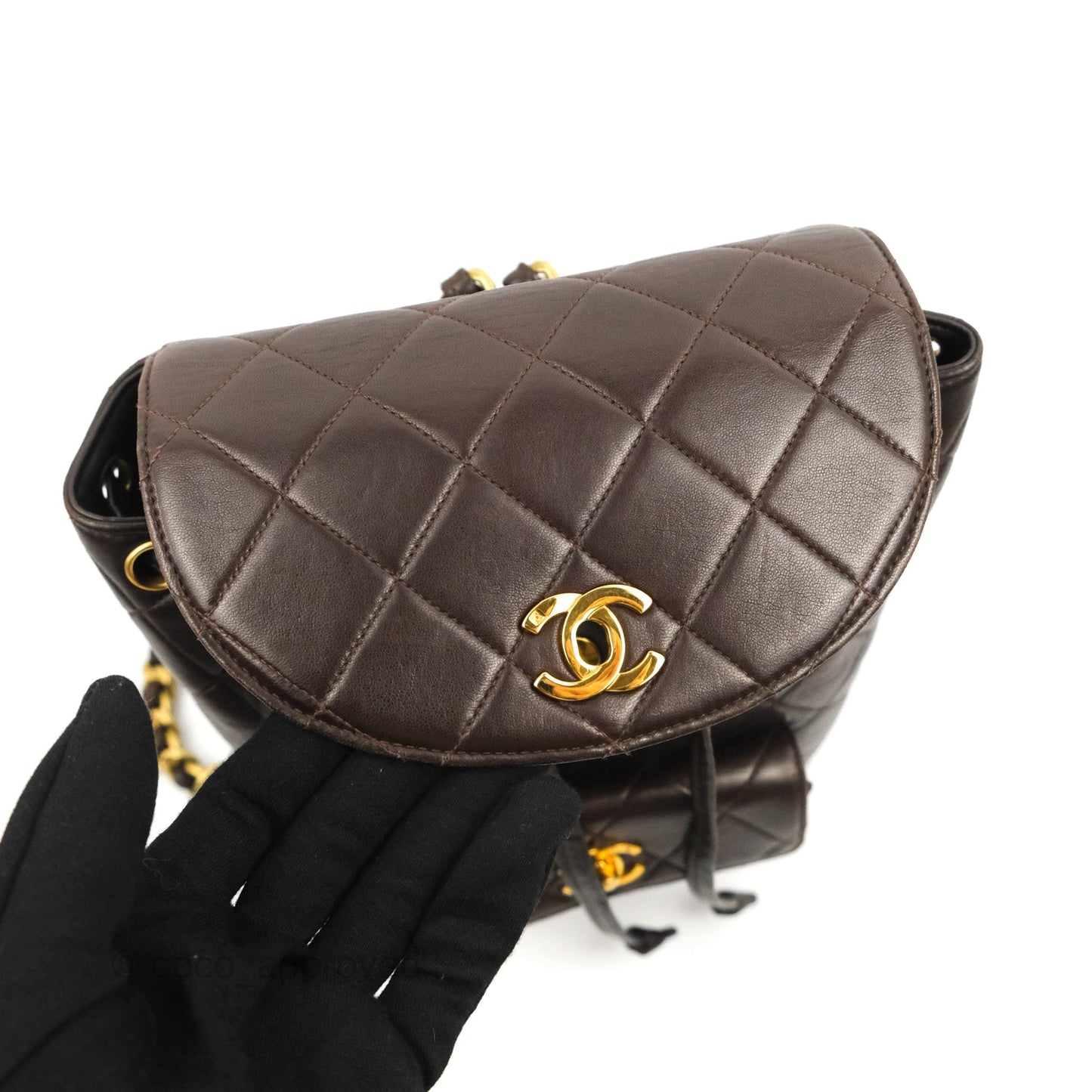 Chanel Vintage CC Duma Backpack Brown Lambskin 24K Gold Hardware
