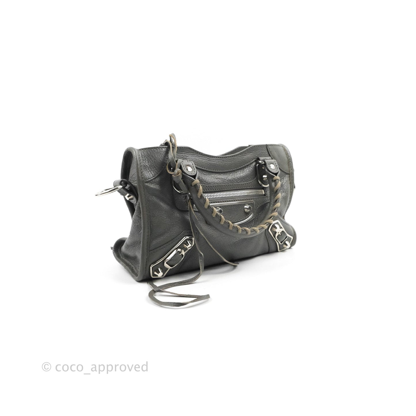 Balenciaga Classic Mini City Bag Grey Aged Calfskin Silver Hardware