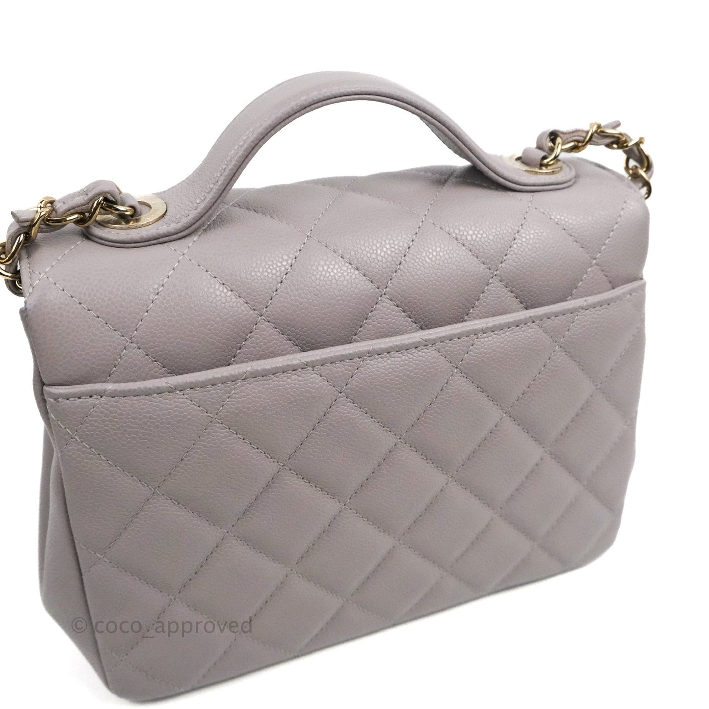Chanel Quilted Medium Business Affinity Flap Grey Caviar Gold Hardware