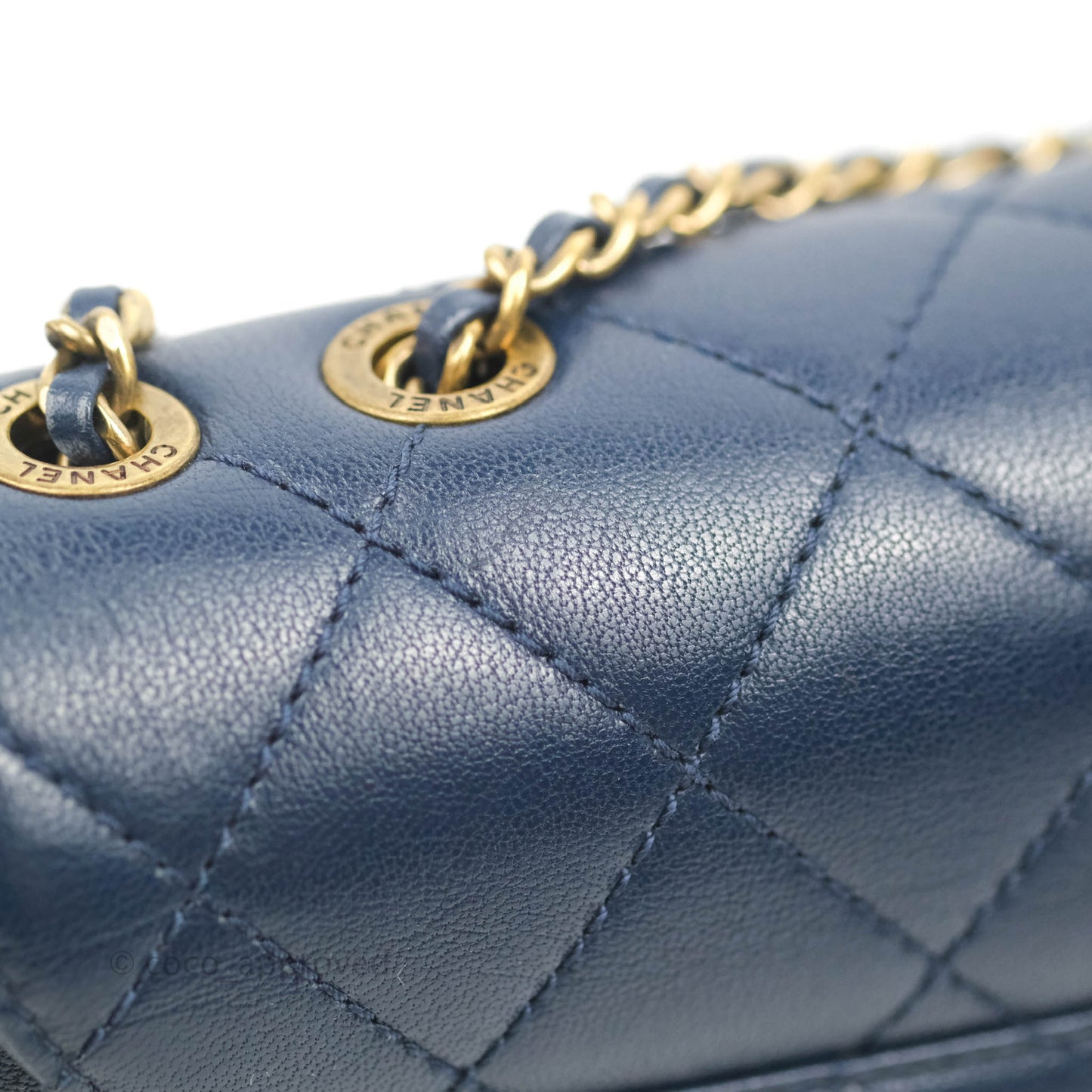 Chanel Beauty Lock Flap Bag Navy Sheepskin Aged Gold Hardware