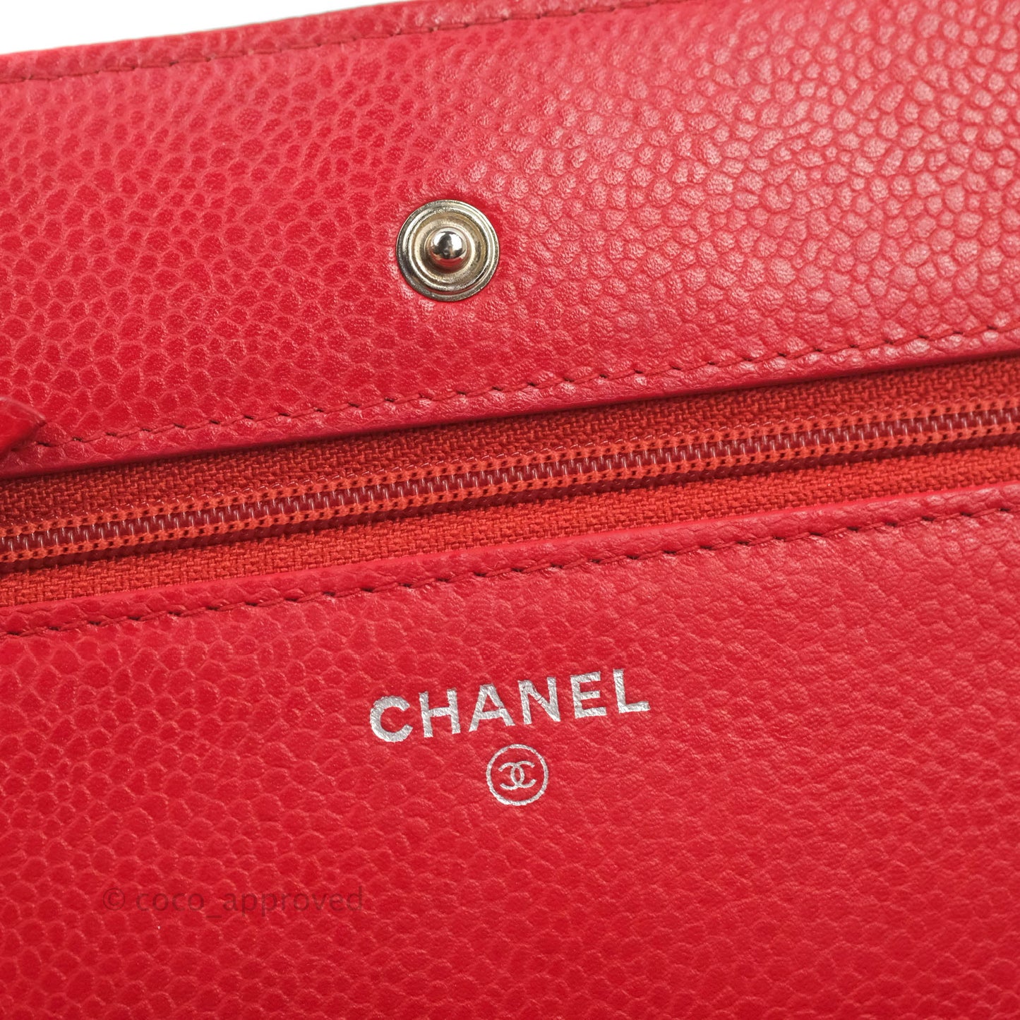 Chanel Quilted Classic Wallet on Chain WOC Red Caviar Ruthenium Hardware