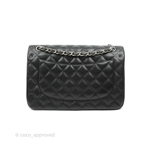 Chanel Jumbo Double Flap Black Caviar Silver Hardware⁣⁣